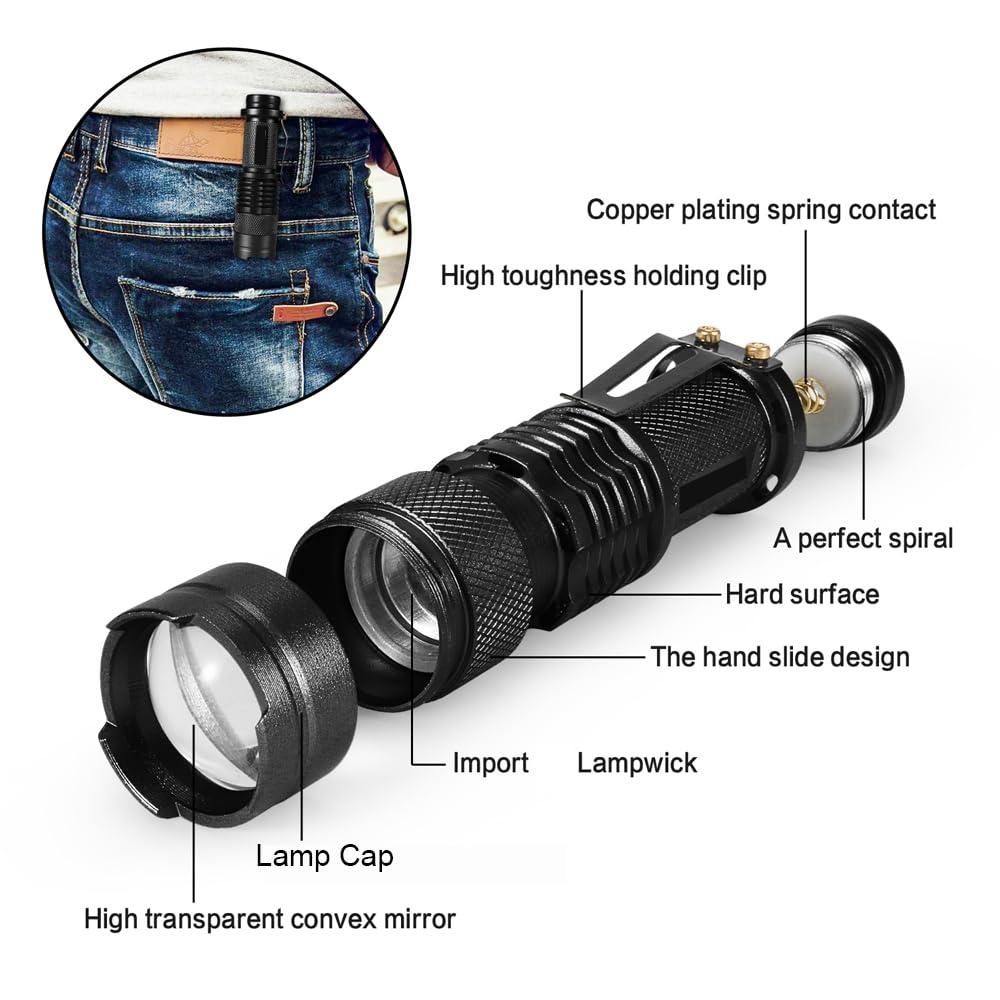 Mviocs Red Light Flashlight, Led Red Light, Powerful Red Led Flashlights With Clip For Hunting, Astronomy, Night Observation And Outdoor Activities (4 Pieces)