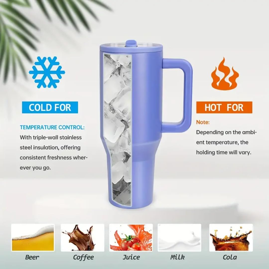 Traveler, 40 Oz Water Bottle With Handle & Flip Straw 100% Leak Proof Reusable Insulated Tumbler