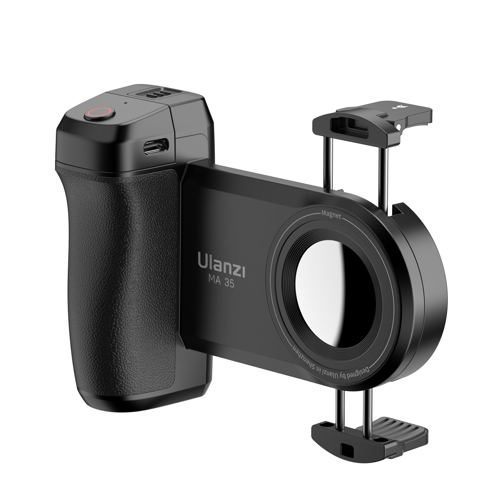 Uurig Ulanzi Ma35 Smartphone Camera Shutter Grip Compatibile With Magsafe For Iphone W Wireless Remote Control Phone Clamp Holder Selfie For 1/4" Tripod Mount Cold Shoe Extension Video Shooting Acccessories