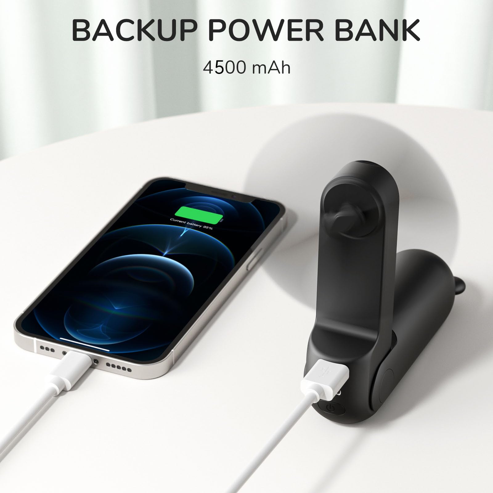 Jisulife Handheld Fan With 4500 Mah Powerbank Max 46 Hours Runtime,Pocket Fan Portable Battery
