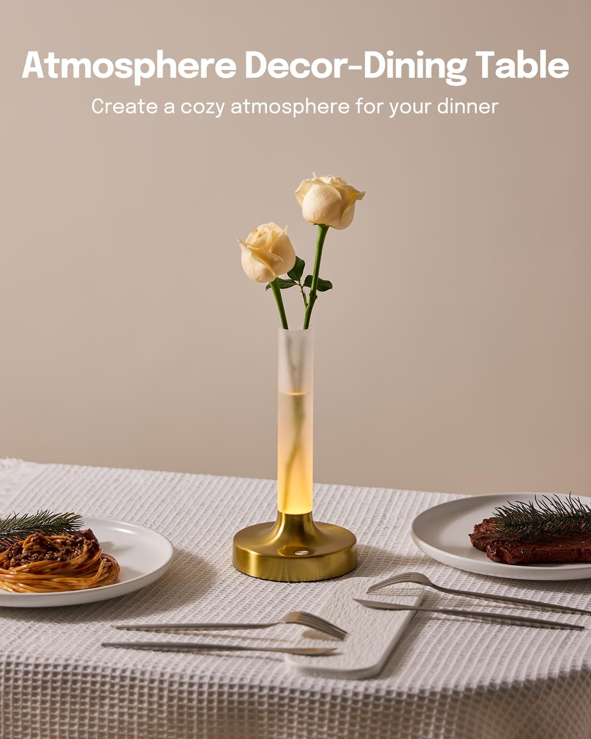 Lalavon Gold Flower Table Lamp, Rechargeable Cordless Touch Lamp With 3 Light Modes, Small Battery Operated Vase Lamp (Flower Not Included)