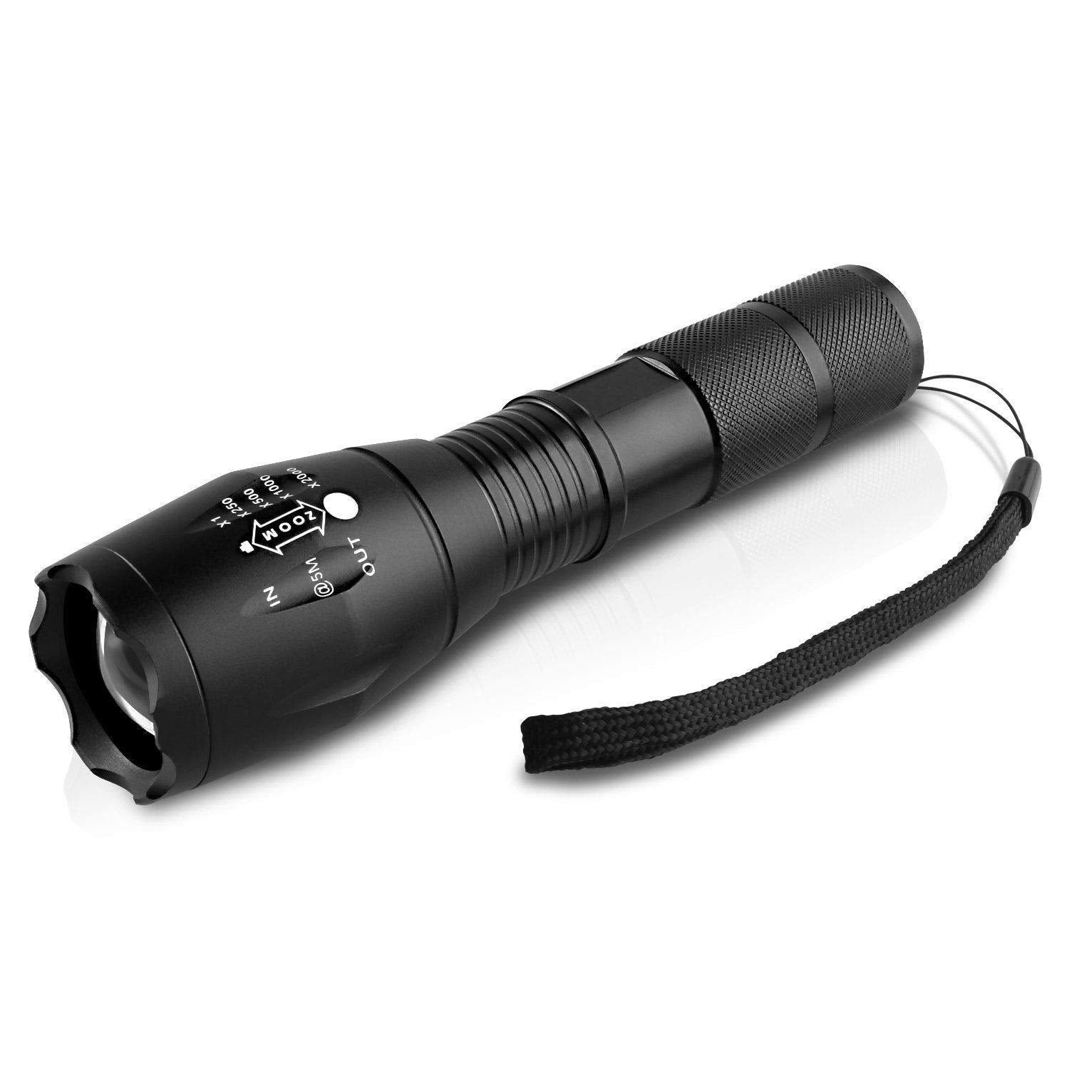 Oxiqmart 3X 10000Lm Zoomable Led Flashlight Focus Torch Light 18650/Aaa Outdoor Light