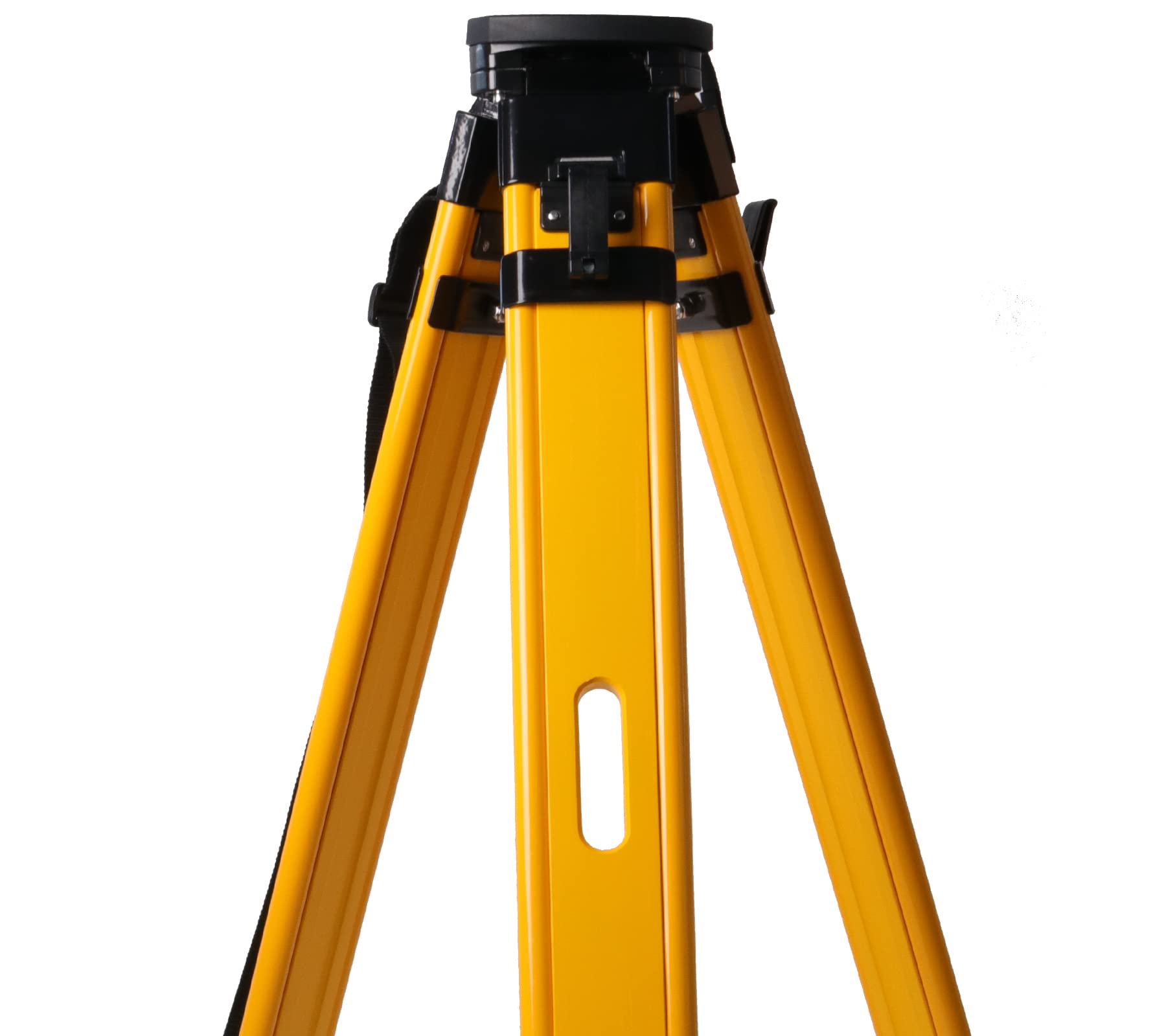 Mountlaser Fiberglass Surveying Tripod, Heavy Duty Yellow Fiberglass And Wood Tripod With Dual Clamp And Copper Center Screw For Robotic Total Stations And Theodolite (Round Head-B)