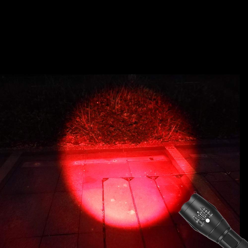 Gaigaimall Military Red Light Flashlight Single Mode Utility Red Torch For Night Hunting Astronomy Aviation Observation, 2 Pack