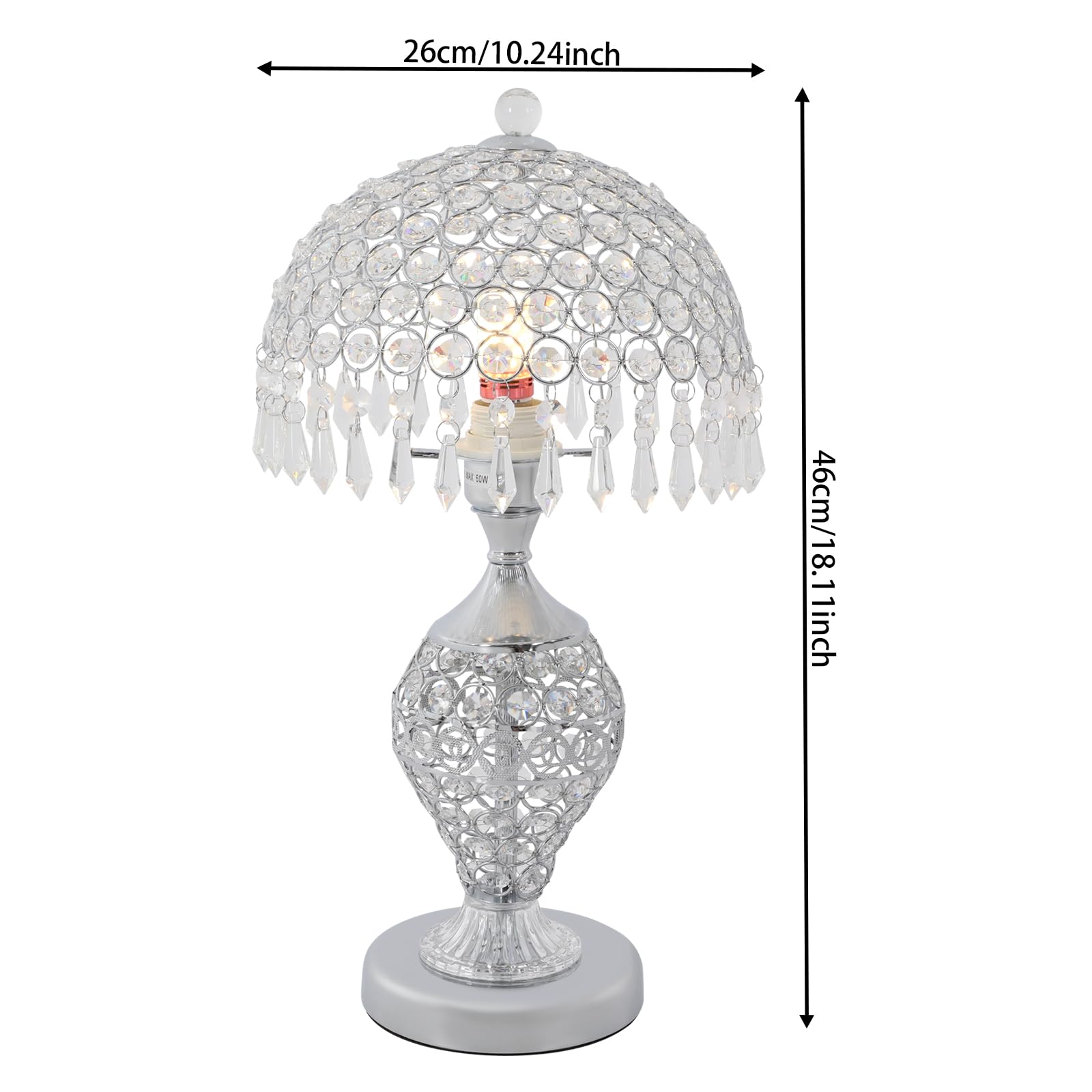 Ddbessic Modern Crystal Table Lamp 18In High Nightstand Table Lamp Bedside End Table Lamp Decorative Room Desk Lamp Crystal Desk Night Light For Bedroom, Living Room