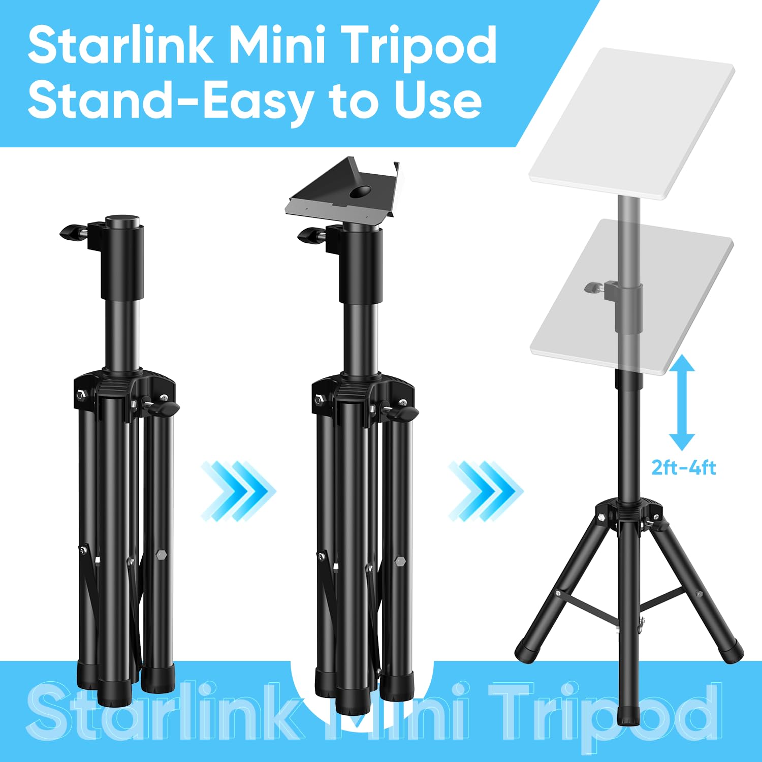 Veoev Starlink Mini Tripod Stand - Heavy Duty Adjustable Portable Mount For Outdoor Use, Compatible With Starlink Mini/V4, Ideal For Camping And Rv Travel