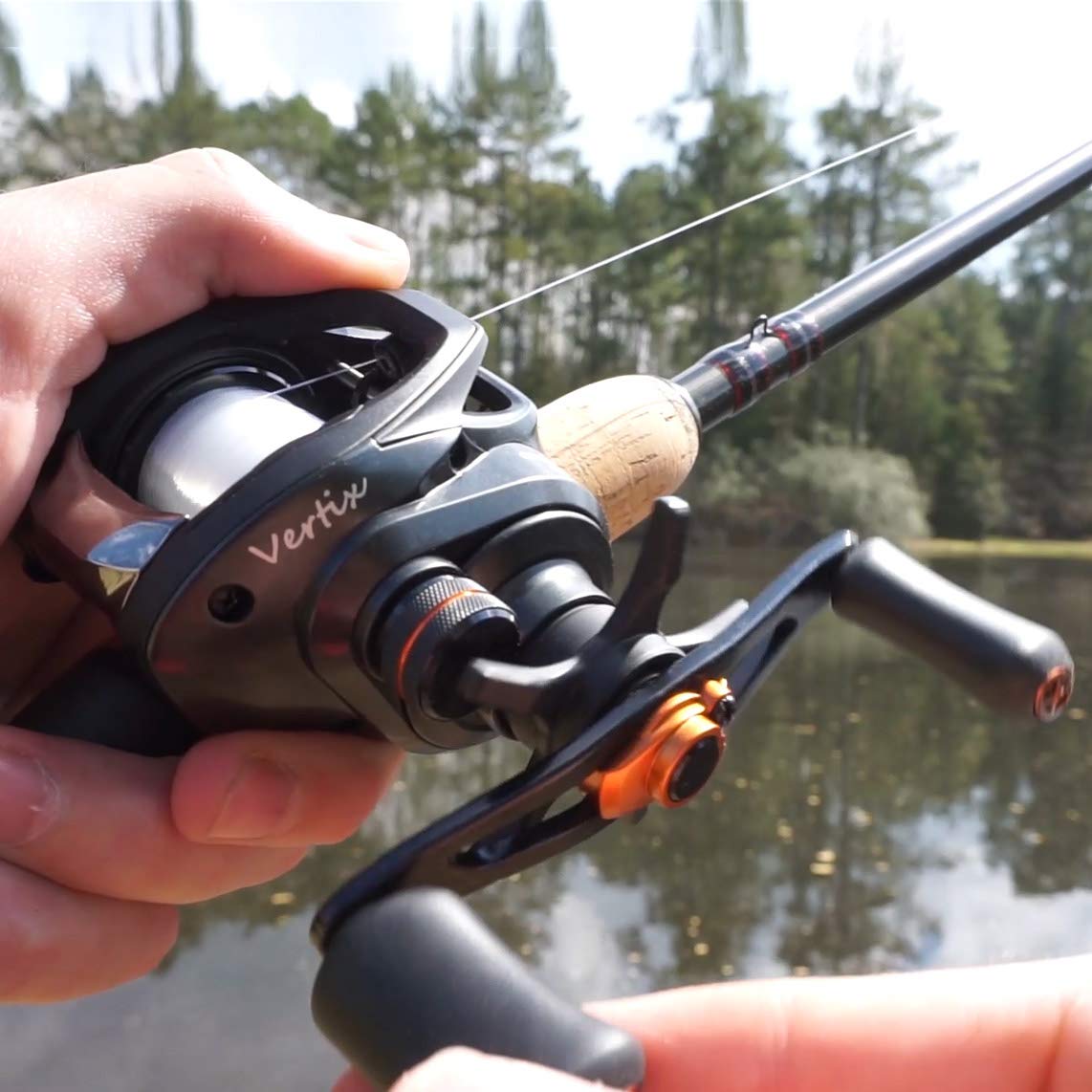 Tempo Baitcasting Reel, Super Smooth 9+1 Bb,20Lbs Carbon Fiber Drag, 6.6:1 Brass Gear Ratio Low Profile Design Fishing Reel, Magnet Braking System Baitcaster Reel,Dark Grey Left