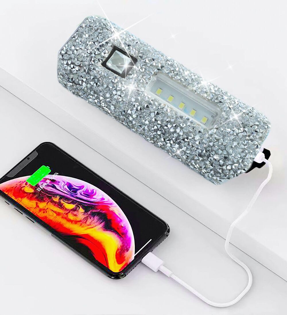 Mxcver Bling Flashlight Rhinestone Sparkly Glitter Flash Light For Woman Diamond Decor Cute Pink Flashlight Camping Essentials