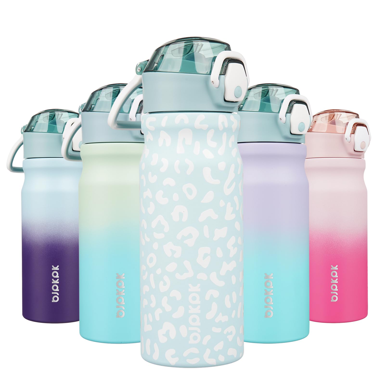 Bjpkpk Insulated Water Bottle 18Oz Stainless Steel Water Bottles With Straw And Carry Handle Double