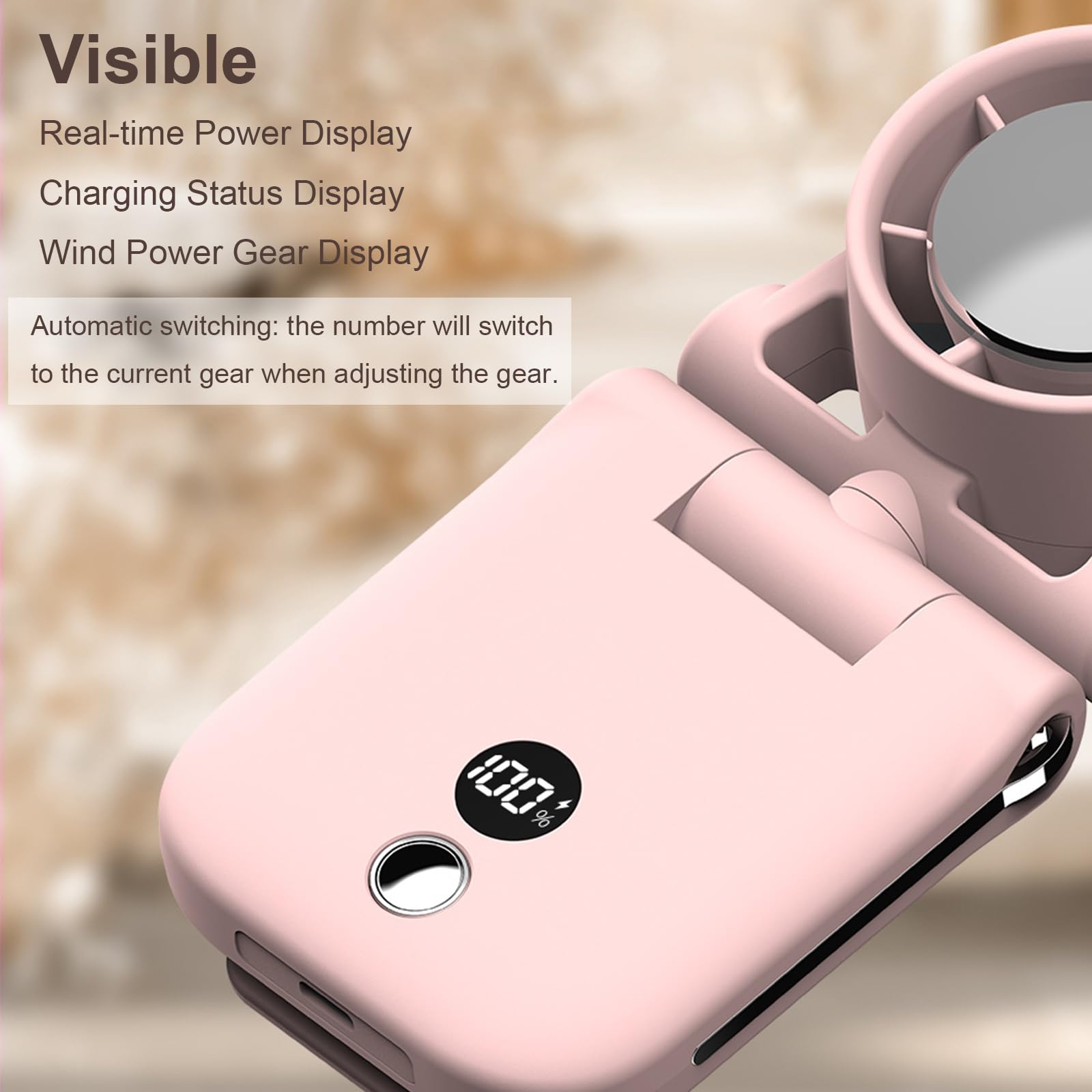Portable Handheld Fan, Ultra High Rpm Clip-On Turbo Fan Rechargeable Personal Fan With Led Display