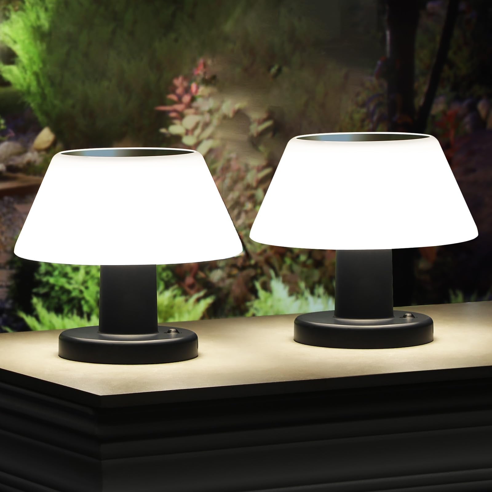 Oyxon Solar Table Lamp, Outdoor Mushroom Light, Solar Lamps Solar-Powered And Usb, 4 Dimming Modes, Waterproof Outdoor Patio Table Light For Camping, Indoor Solar Lights For Living Room(2 Pack)