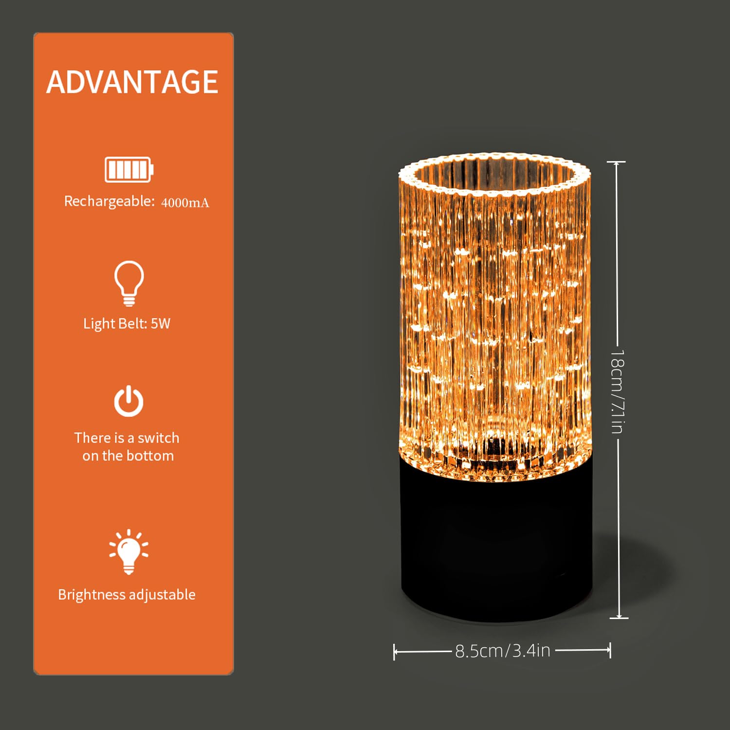 Anshenya Cordless Table Lamps Small Vase Lamp Outdoor Decor Battery Operated Lights Led For Bedroom Unique Desk Light Office Rechargeable Home 4000Mah Coffee Dining Bar Accessories With Usb Port (Black)
