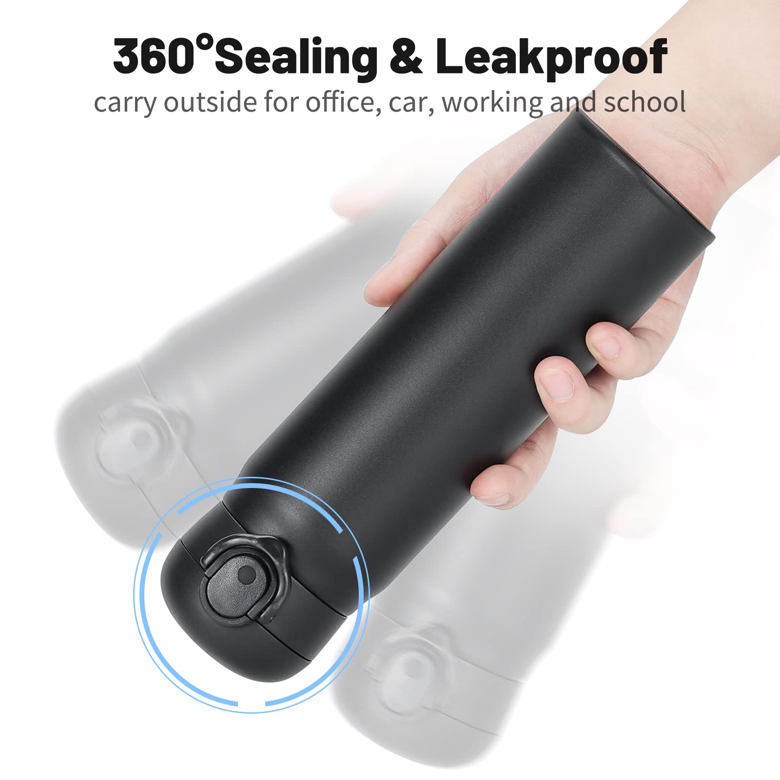 17 Oz / 500 Ml Insulated Water Bottle, Stainless Steel Thermo Coffee Travel Mug, Thermal Cup