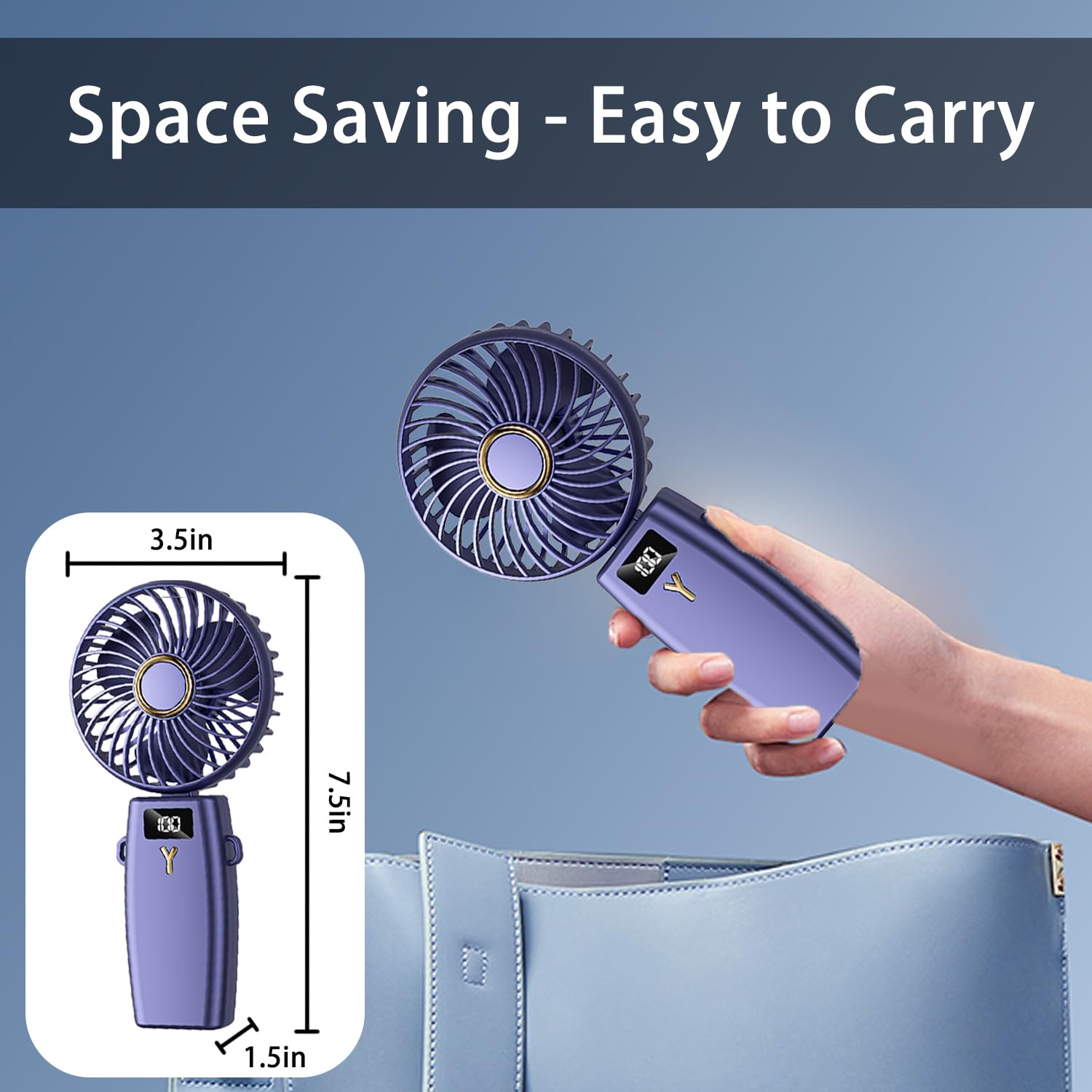 Portable Handheld Fan, Rechargeable Mini Personal Small Pocket Fan With Base, Battery Operated