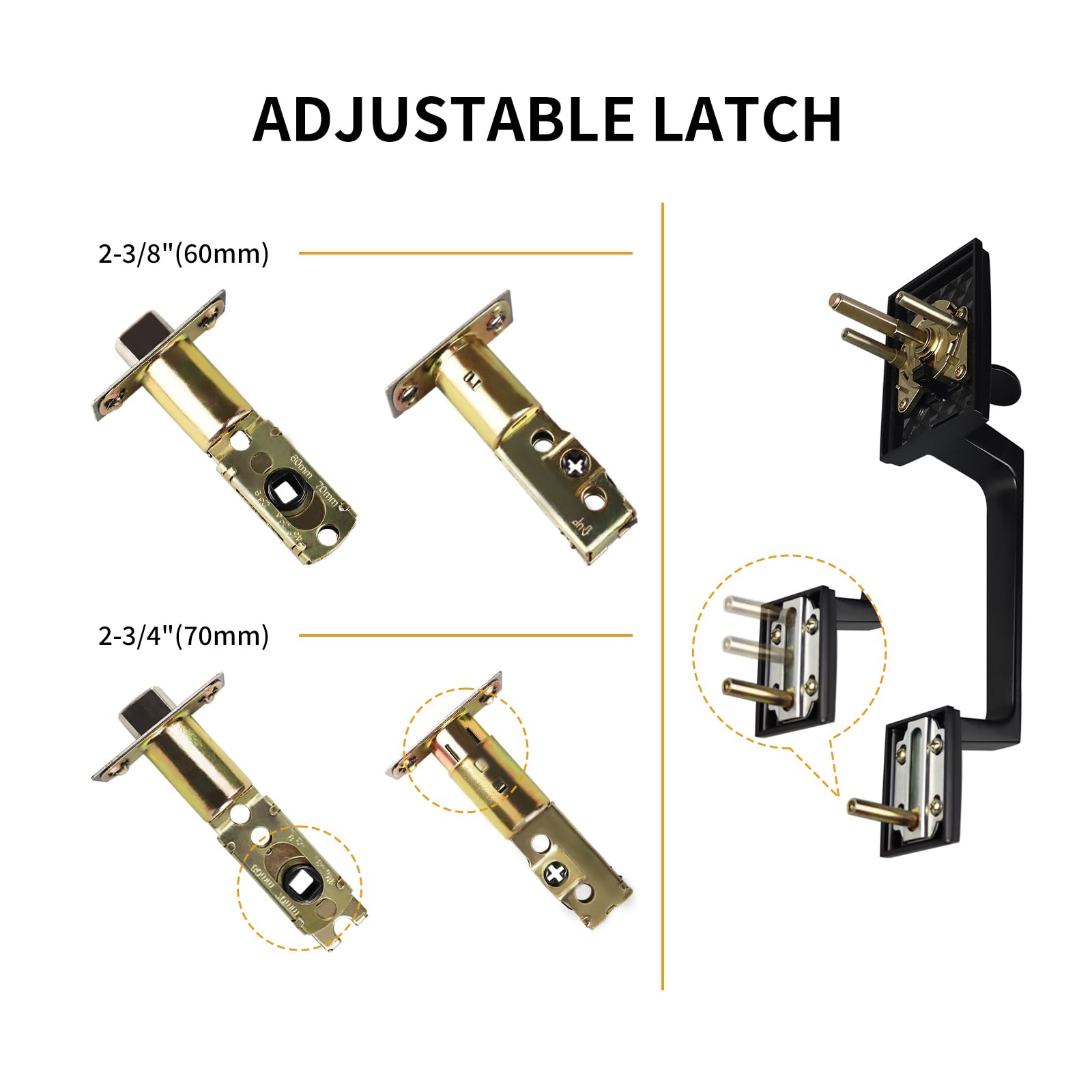 Hardhawk Front Door Handle Set With Deadbolt Lever Black, Reversible Exterior Door Lock Set Square Adjustable Entrance Handle Set For Right Left Handed Doors Heavy Duty For Home Matte Black