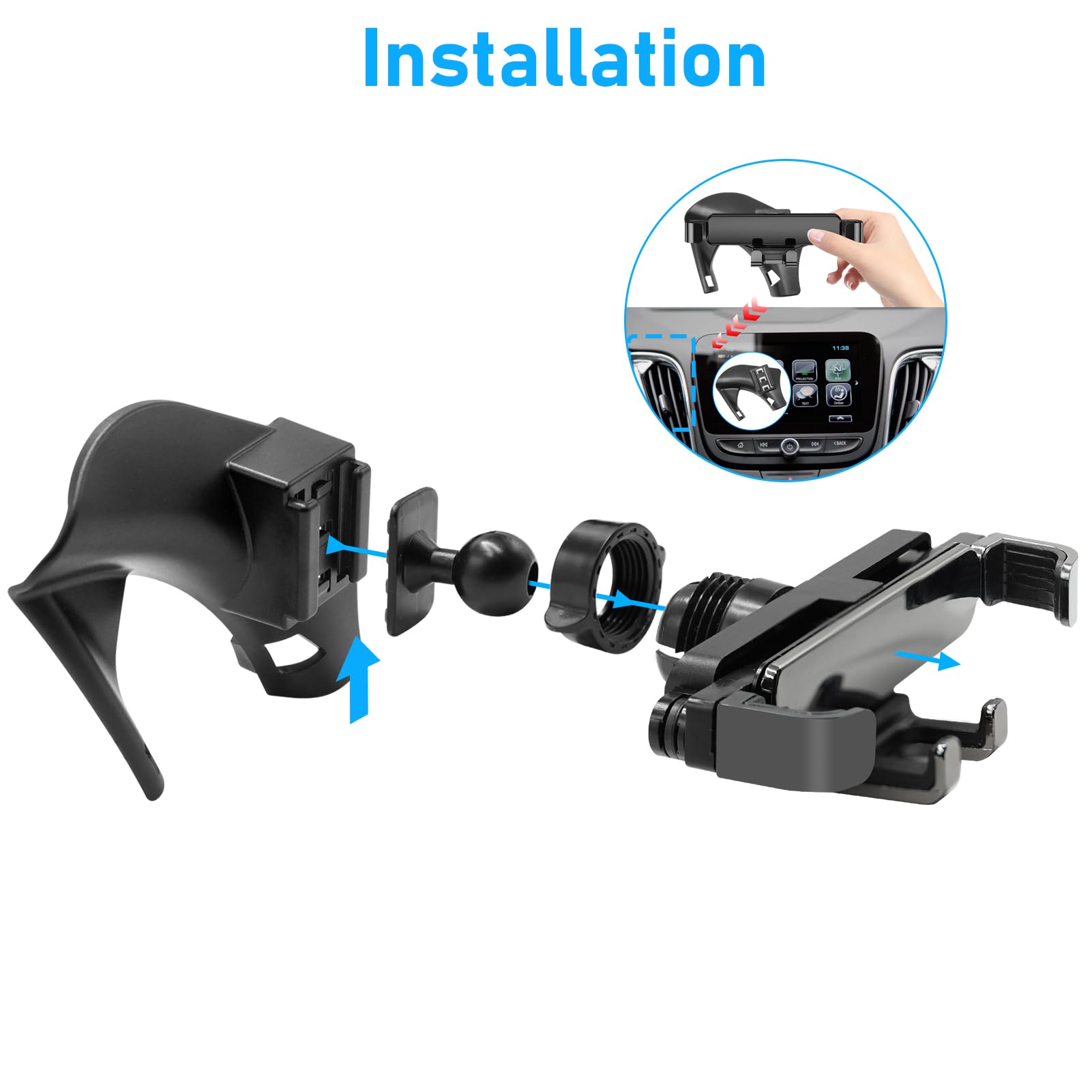 Apeser Compatible With Chevy Malibu Phone Holder Mount 2017- For Car Air Vent,Malibu Cell Phone Mount Anti-Shake,9Th Gen Malibu Phone Holder Mount-360 Degree Rotation Malibu Vent Phone Stand,Black