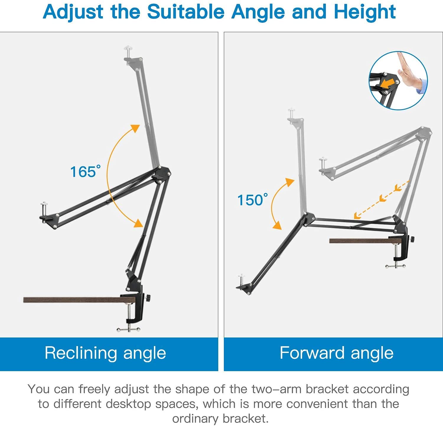 Etubby Webcam Stand Phone Holder Suspension Scissor Arm Camera Tripod Mount For Cellphones, Logitech Webcam C920 C930 C922 C615 And Other Devices With 1/4" Threaded