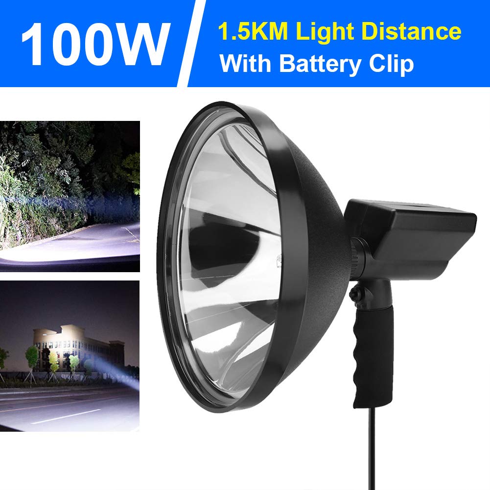 Yosoo Spotlight Led Handheld Torch,Hid Handheld Spotlights 9Inch 100W 12V Spot Light For Offroad Fishing Camping