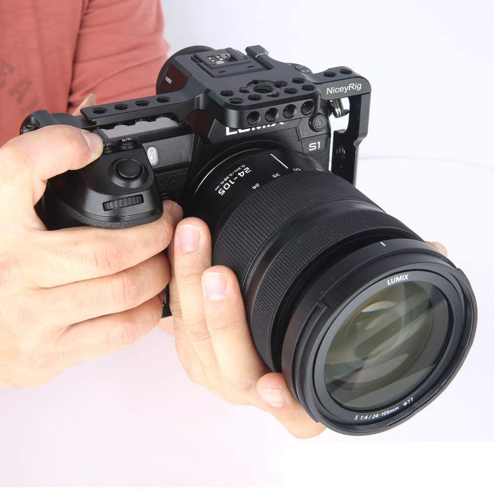 Niceyrig Camera Cage For Panasonic Lumix S1 S1R, With Quick Release Nato Rails & 1/4 3/8 Locating Holes- 316