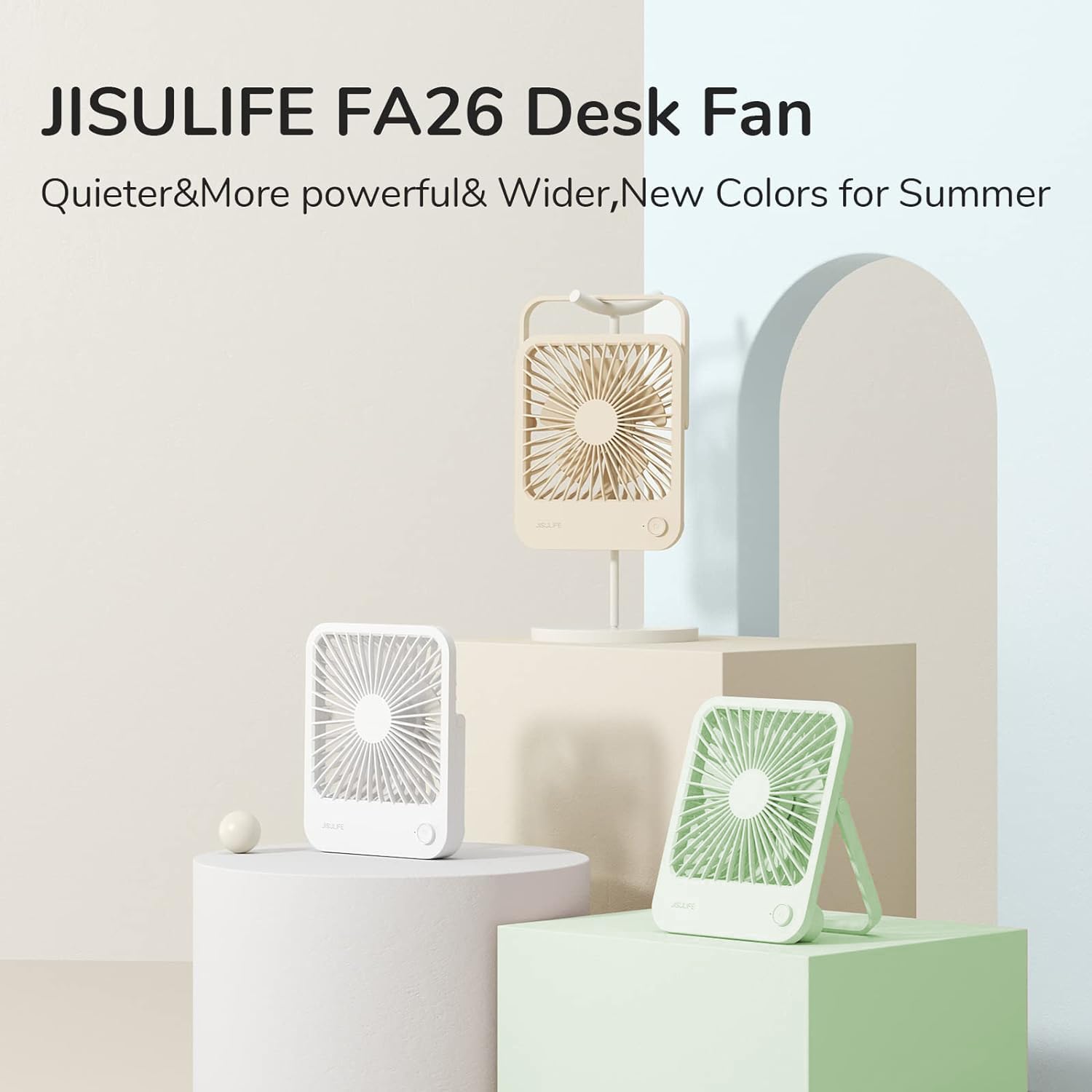 Jisulife Desk Fan Battery Rechargeable, 4500Mah 180°Foldable Portable Personal Fan, 4 Speeds