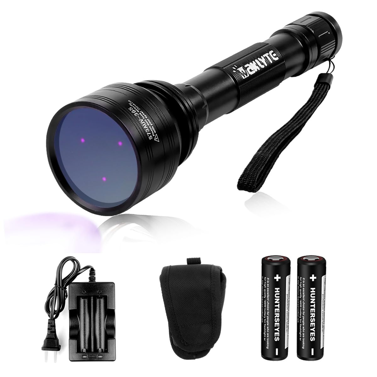Waklyte Black Light Uv Flashlight, High Power Blacklight Flashlight Rechargeable, 365Nm Wavelength Beam Best For Professional/Commercial Use
