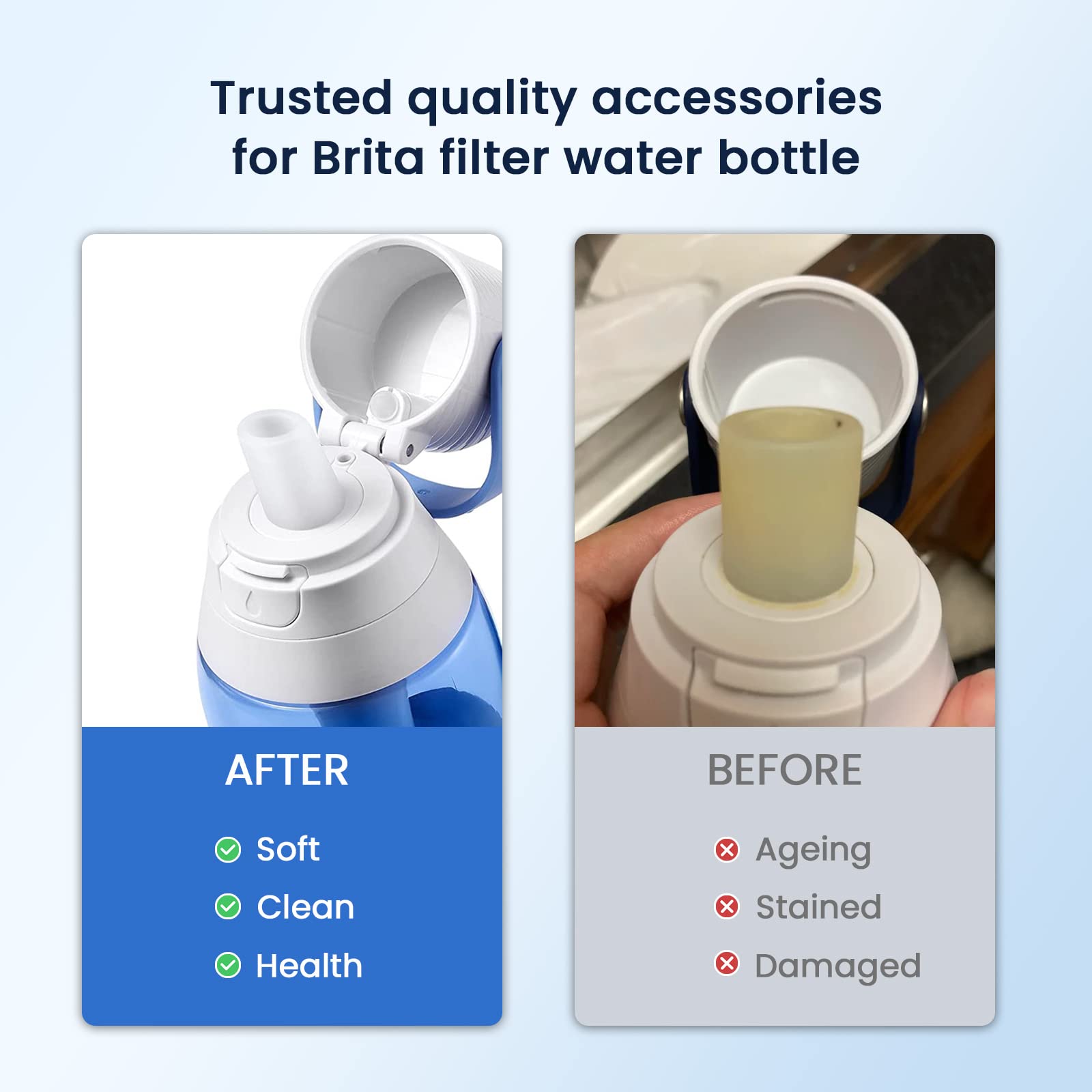Glacier Fresh Water Bottle Filters & Mouthpiece Replacement, Replacement For Brita Bb06