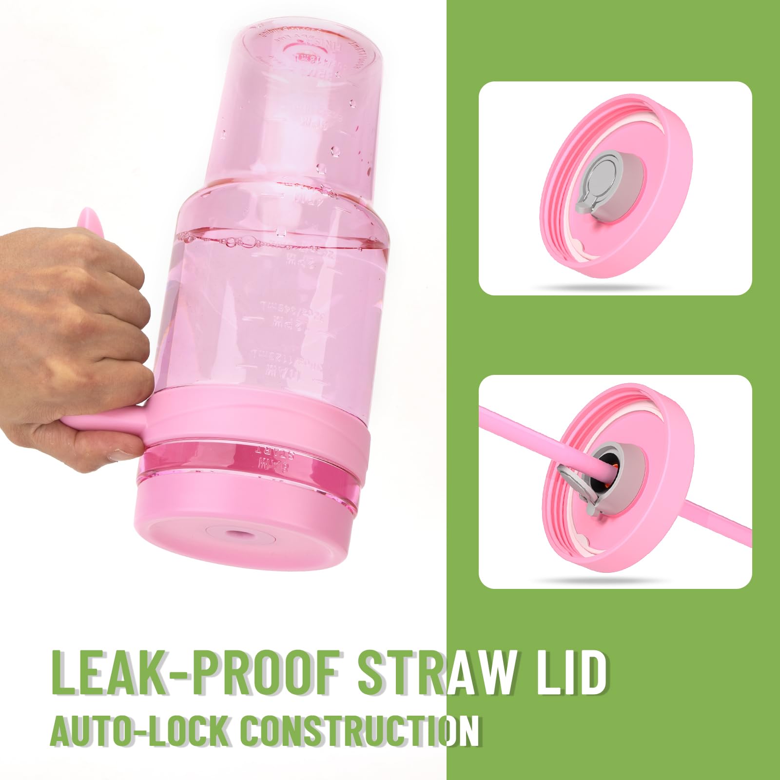 50 Oz Tritan Clear Plastic Tumbler With Handle  Reusable Leak-Proof- Water Bottle