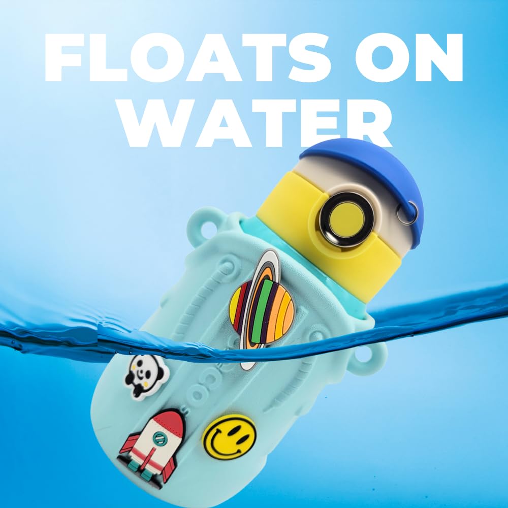 Fun Charm Kids Water Bottle With Silicon Sleeve - Kids Water Bottles For School Boys Girls, Thermal