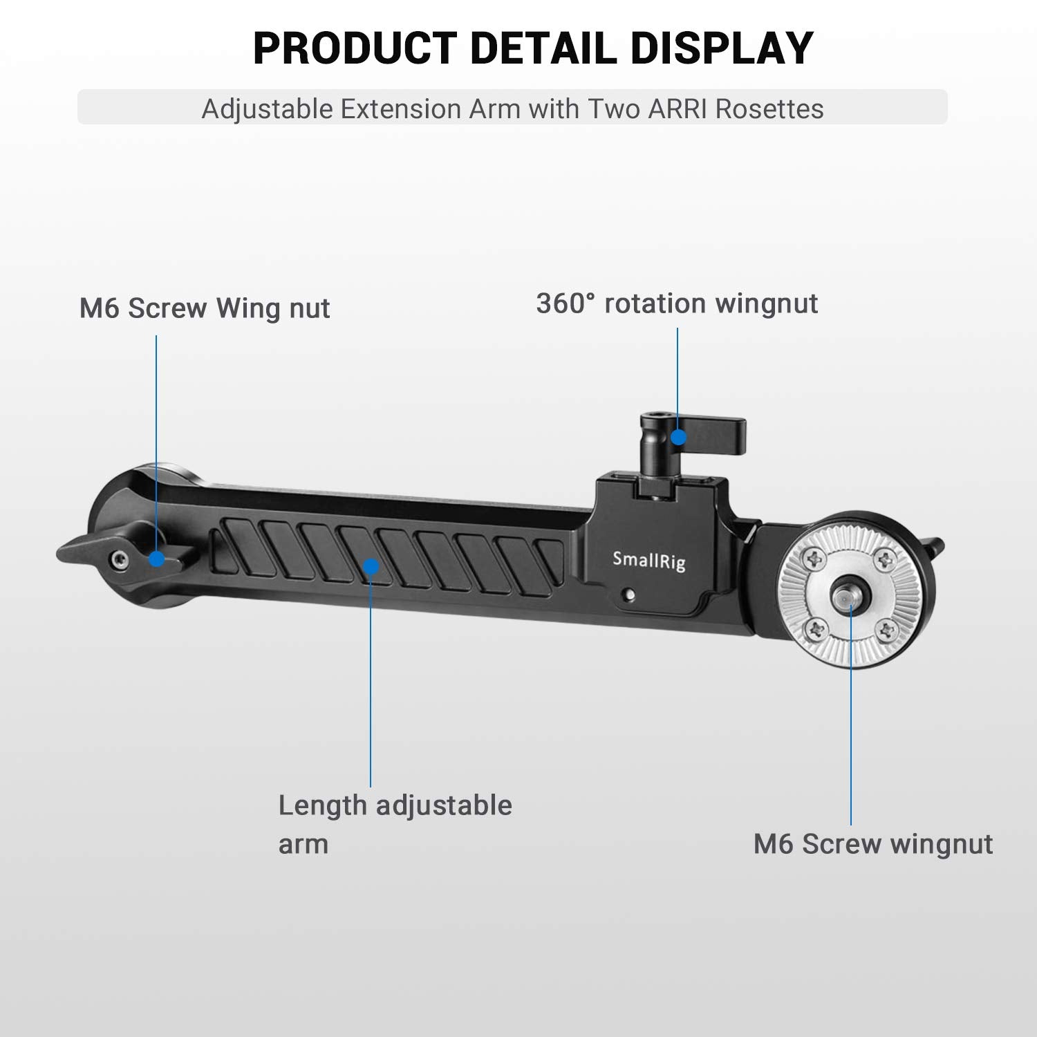 Smallrig Rosette Extension Arm Dogbone With Length Adjustable, M6 Rosette 31.8Mm + Handgrip Rosette Adapter For Sony Fx6 To Reposition The Original Fx6 Handgrip