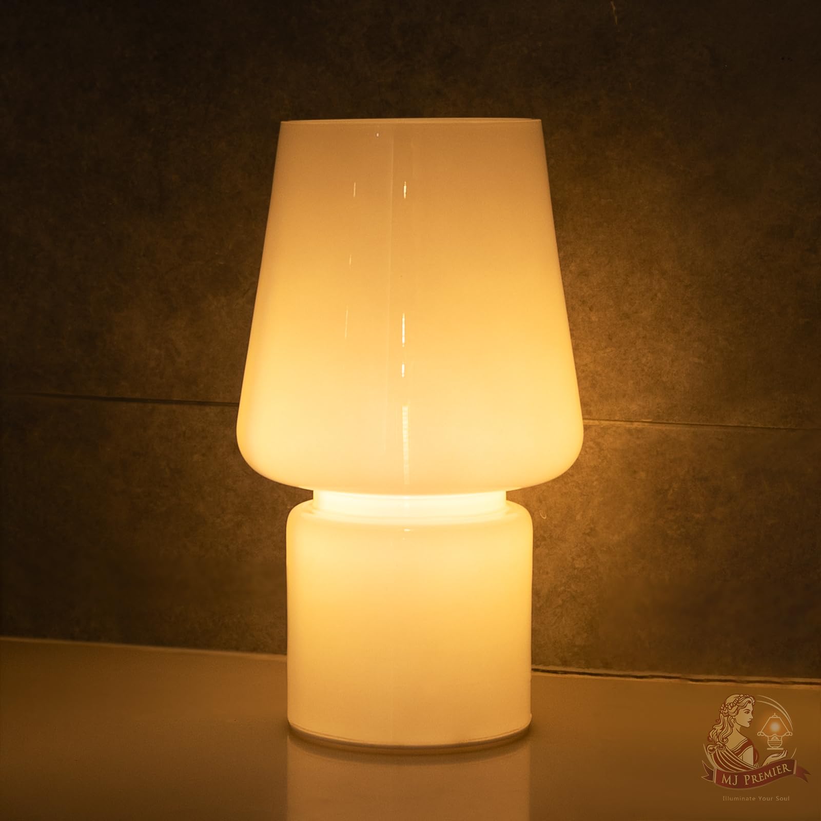 Mj Premier Battery Operated Lamp, Mushroom Lamp Home Decor, Cordless Table Lamp With Led Bulb For Power Light, Decorative Lamps For Living Room Kitchen Bedroom (Cream White)