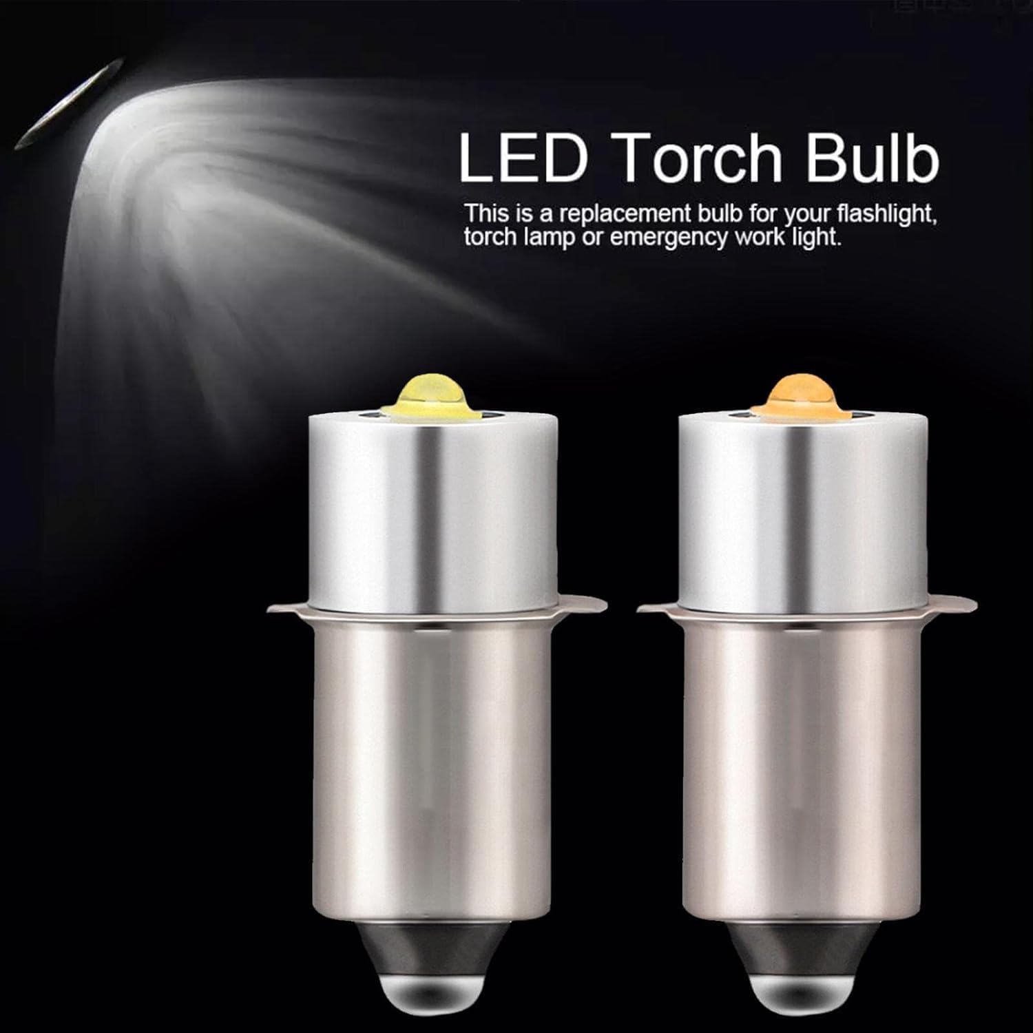 Jinshining 4Pcs Silver P13.5S Mag Light Led Bulb 3-6 C&D Cells Torch Flashlight Led Converter 6V White 12V 3V 9V 18V White/Warm 24V 4.5V, Handheld Flashlights