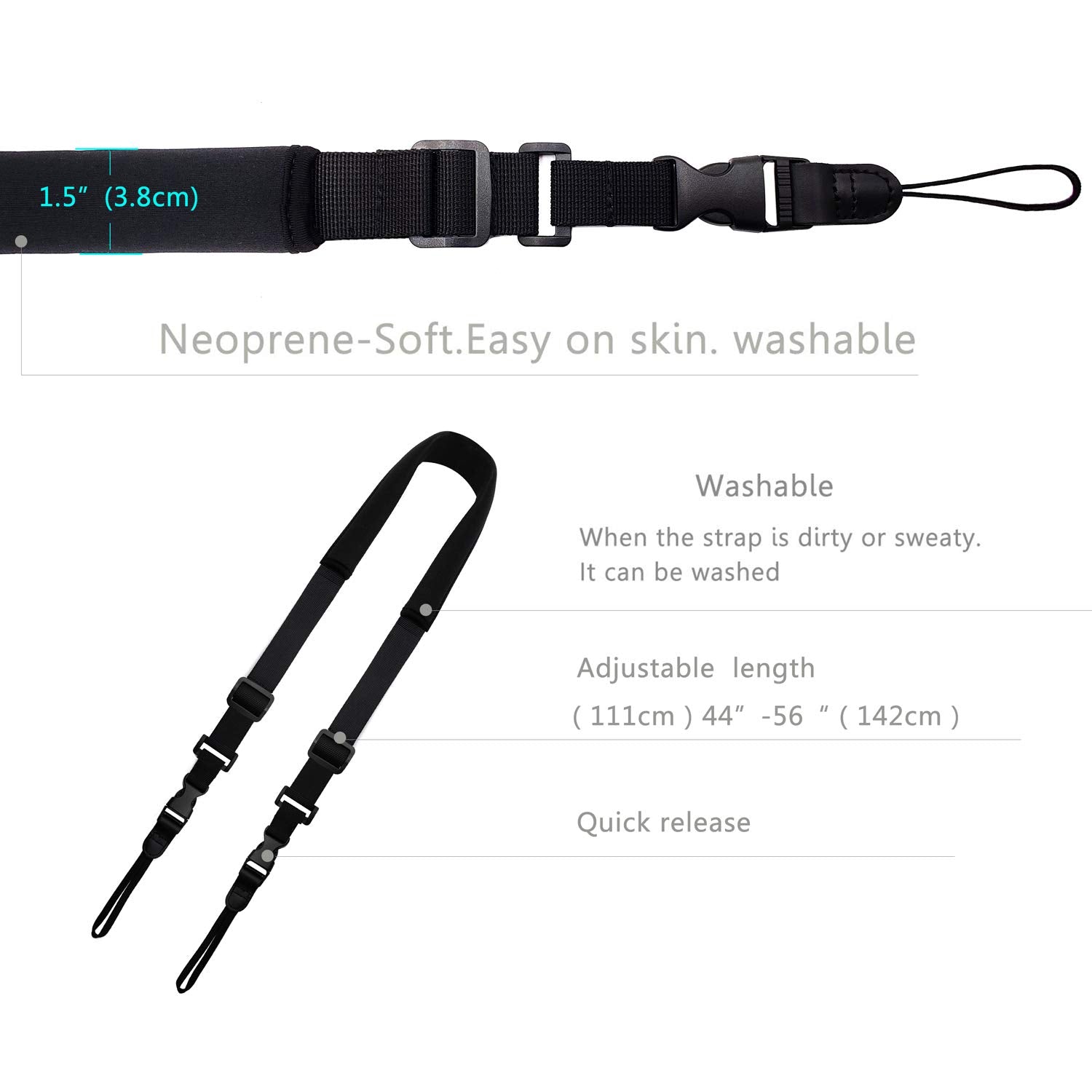 Chmete Camera Neck Straps With Quick Release Black For Dslr Camera Or Binoculars Strap