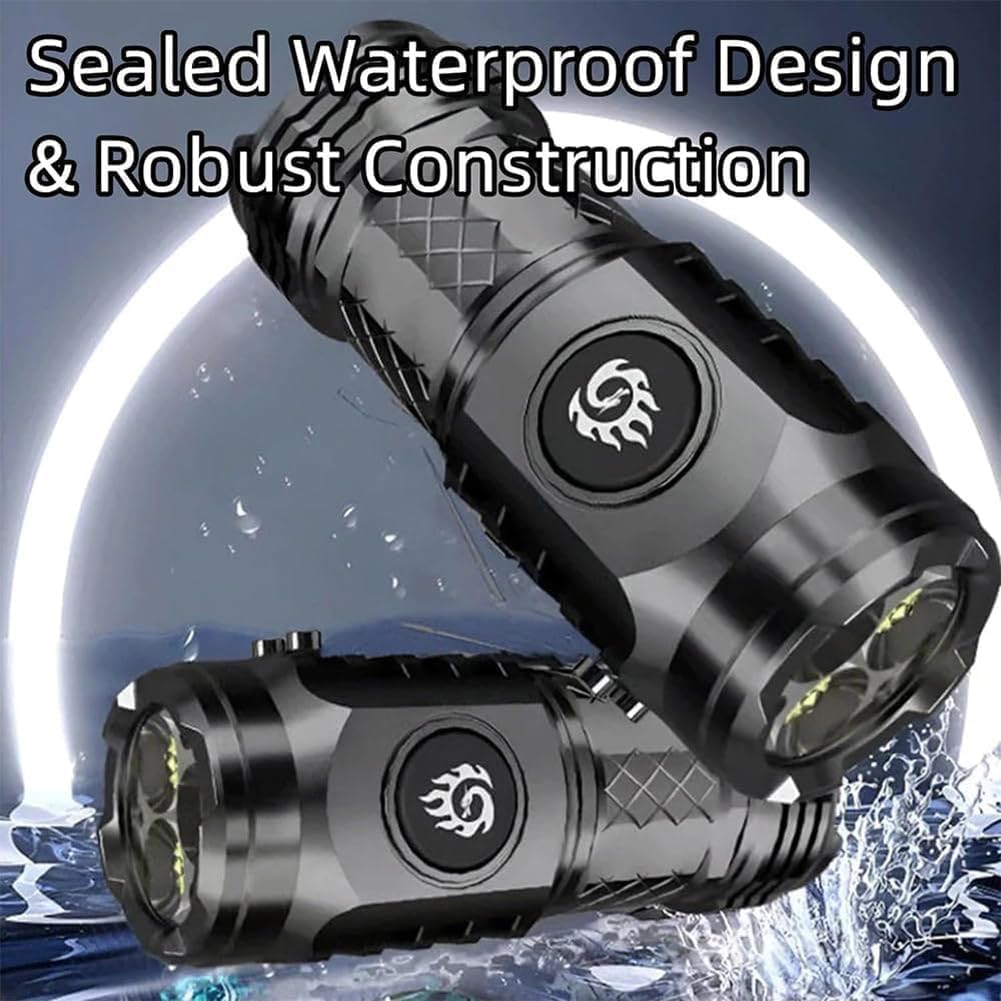 Liucocotos Three-Eyed Monster Mini Flash Super Power Flashlight, German Three Eyed Monster Mini Flashlight, Thumb Sized Flashlight, Original Three Eyed Monster Mini Flashlight With Magnetic Base (Black)