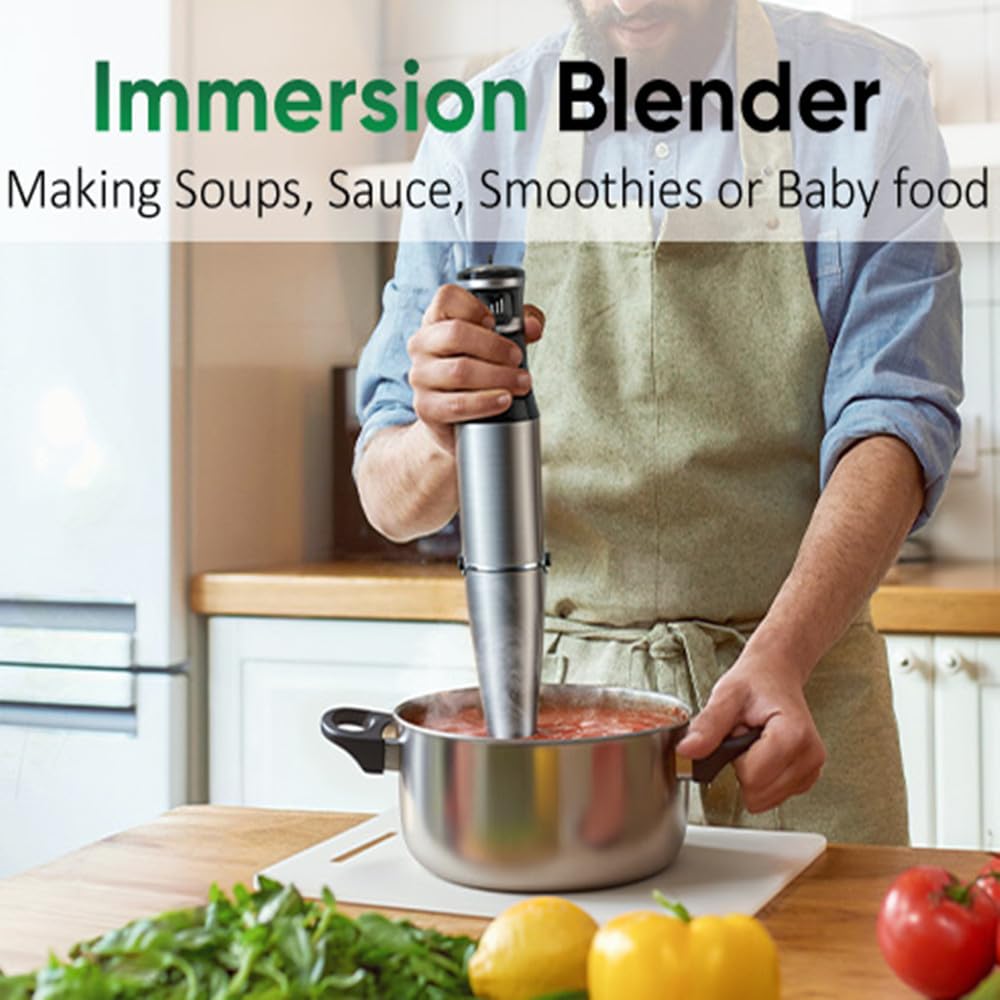 Uniqus 1000W Handheld Immersion Blender Set 5 In 1 Stick Blender With Chopper, Whisk, Beaker, Frother Anti-Scratch, Non-Bpa Hand Blender Kit For Versatile Cooking