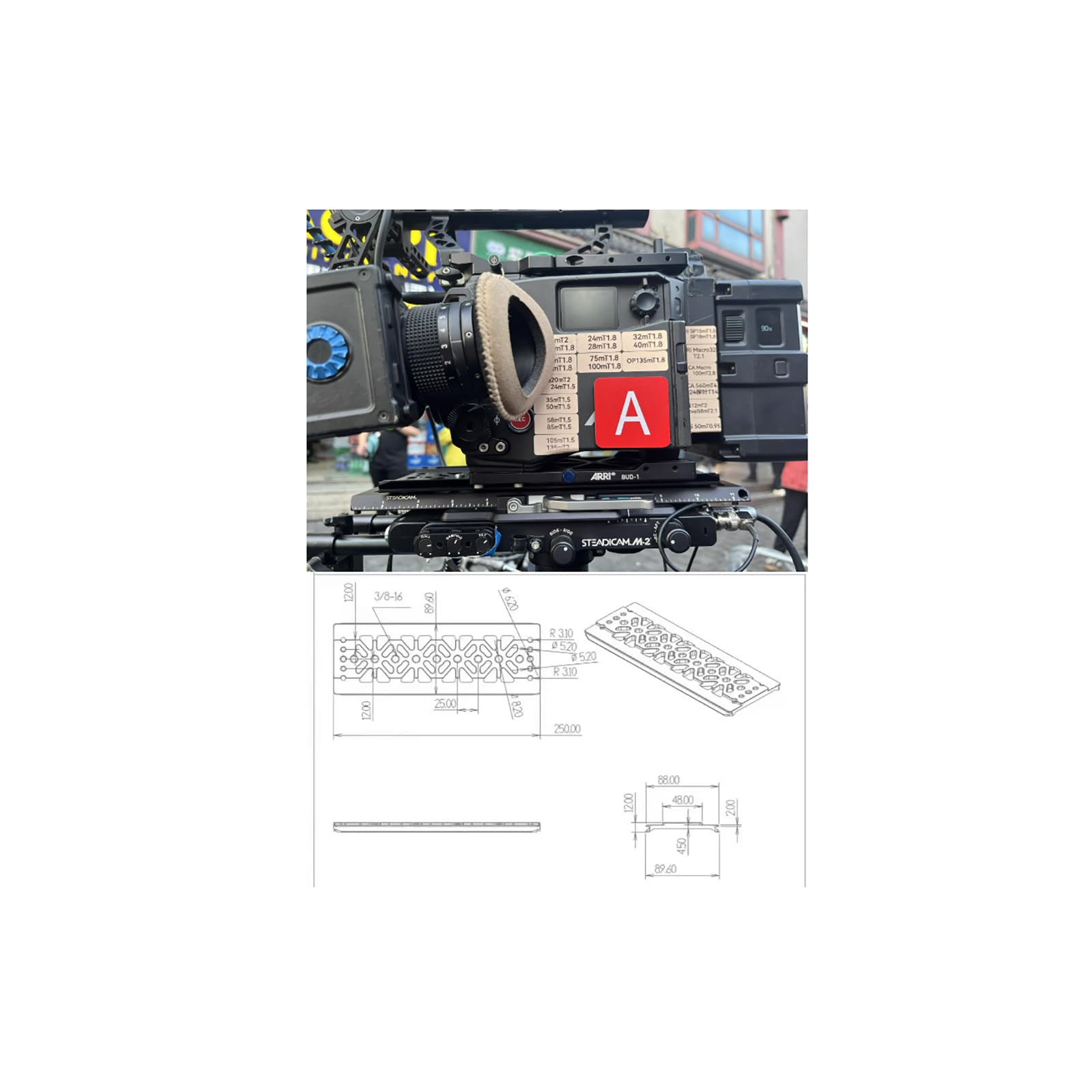 Zblzgp Fixed Baseplate Cold Shoe Panel Flat Top Head Camera Base For Alexa S35 Arri Trinity Dji Ronin 2 Steadicam M2 System Stabilizers