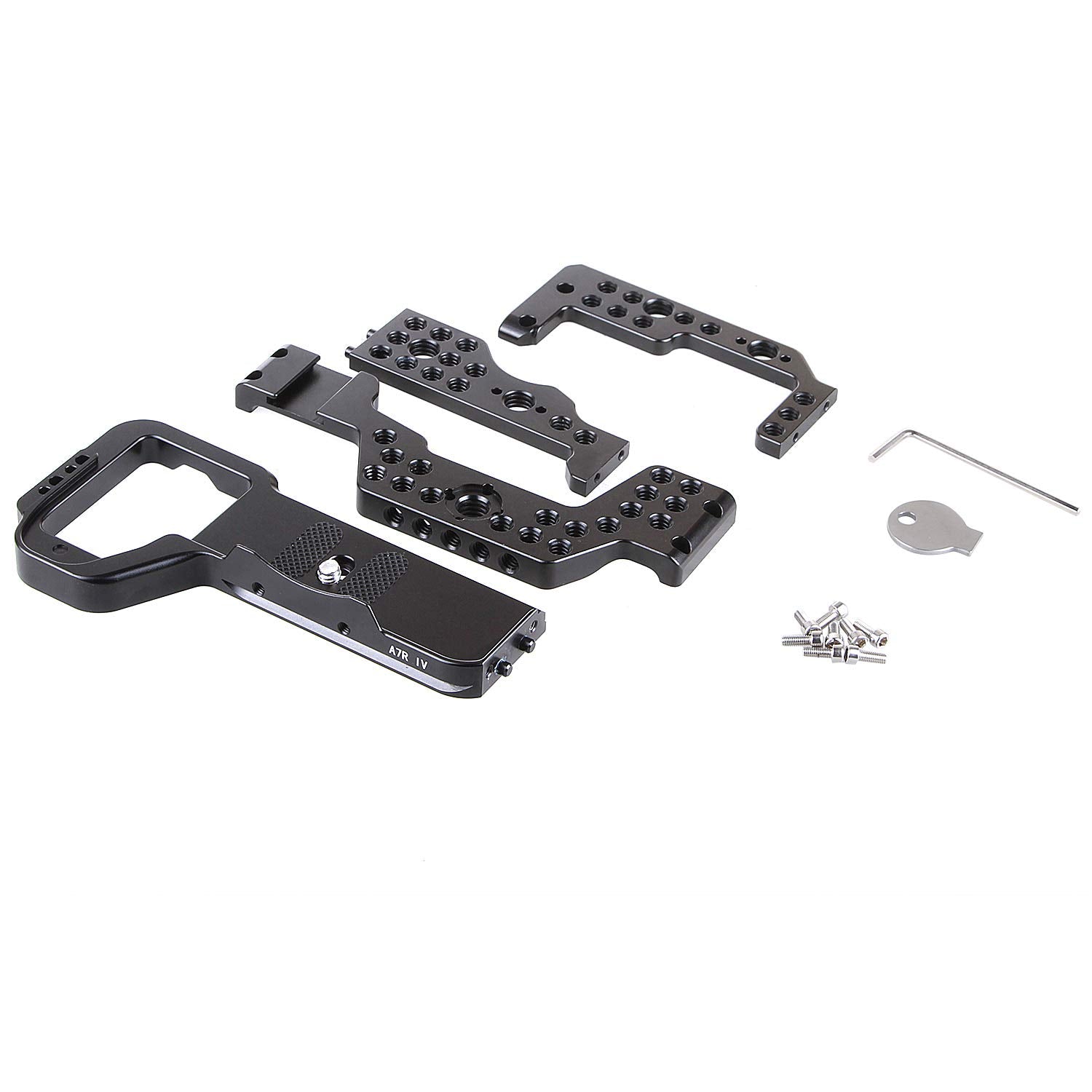 Fotga Cnc Aluminum Camera Cage Video Stabilizer For Sony Mirrorless Camera A7R Mark Iv M4 A7Riv,W/A Cold Shoe Mount Multiple 1/4 3/8 Inch Screw Holes,Arri Location Holes