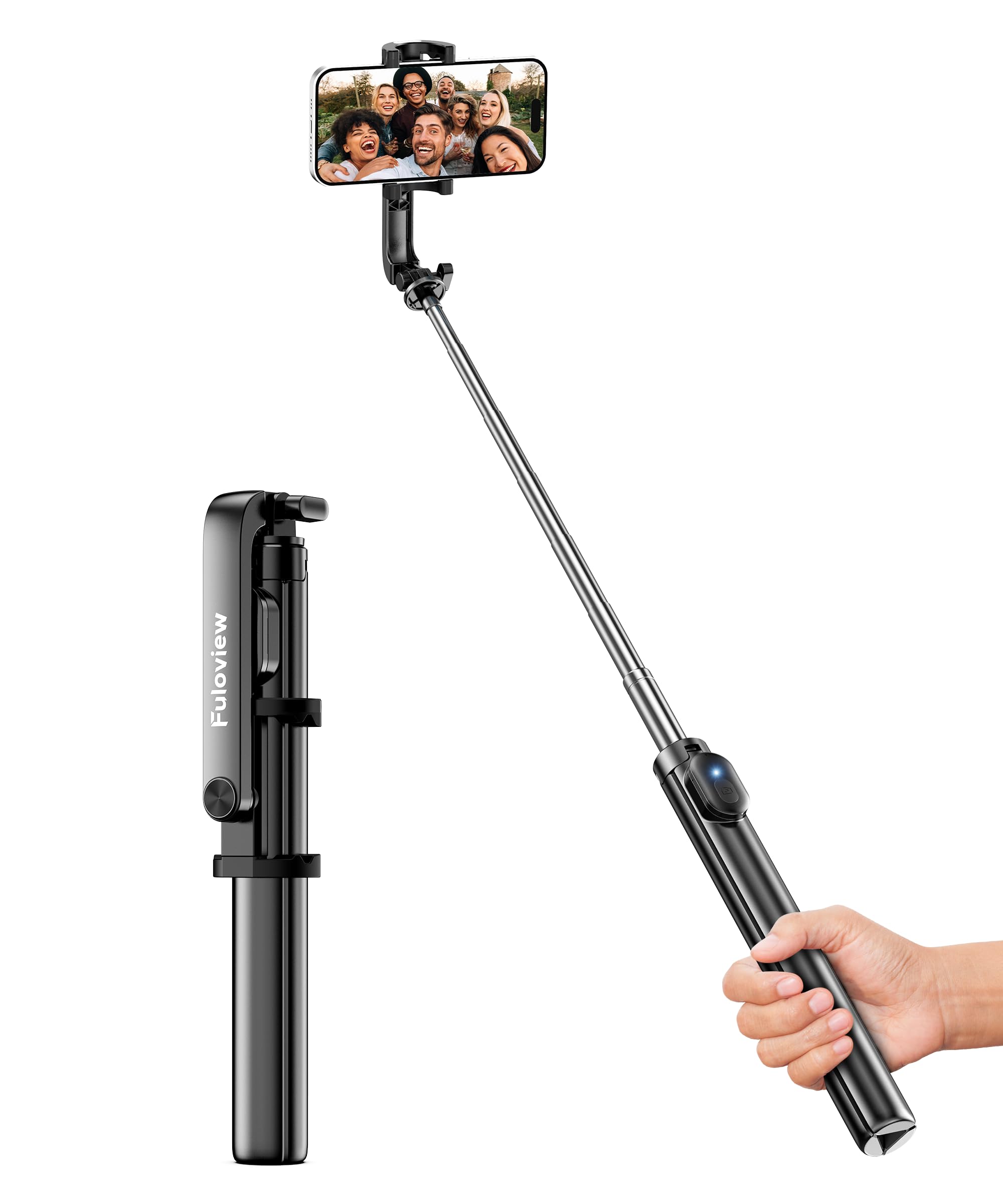 Fuloview 67‘’ Selfie Stick Travel Tripod, Extendable Tripod For Iphone With Wireless Remote Control And Phone Holder, Iphone Stand For Photograph, Compatible With All Cell Phones, Black