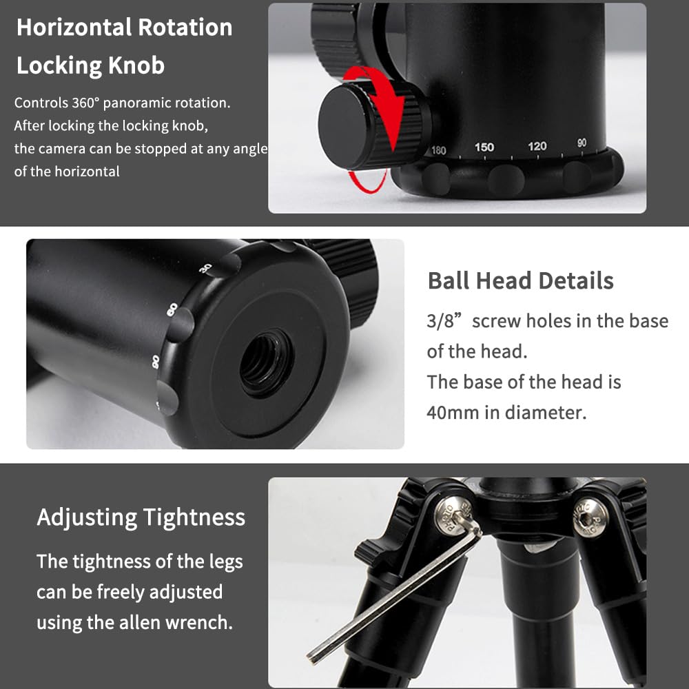 Jafuqaw Portable Mini Desk Tripod With 360 Ball Head - Compact For Dslr Camera, Video Camcorder, Smartphone Shooting
