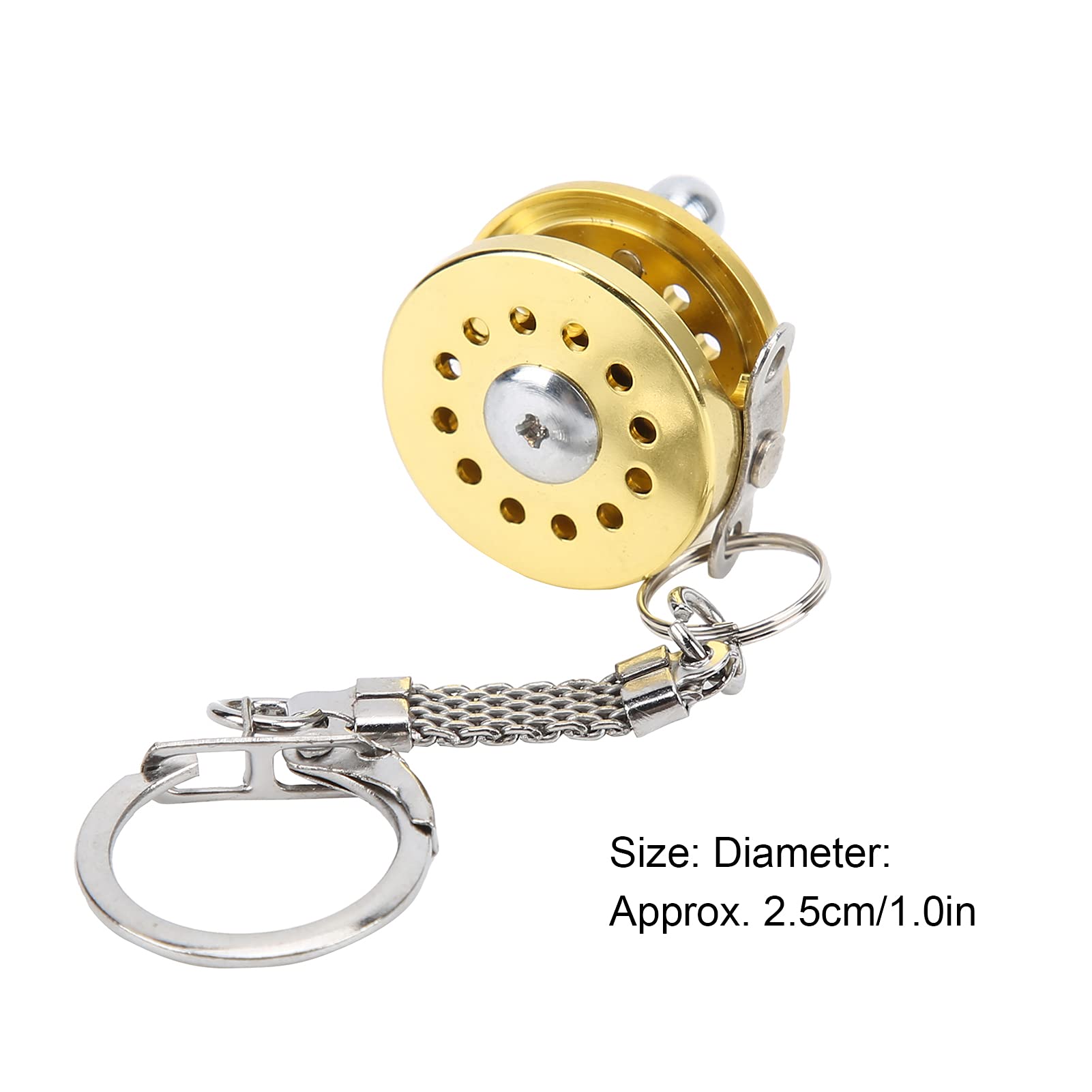 Vbestlife Mini Fishing Reel Keychain, Aluminum Alloy Fly Reel Key Ring Keychain Pendant Decorative Anglers