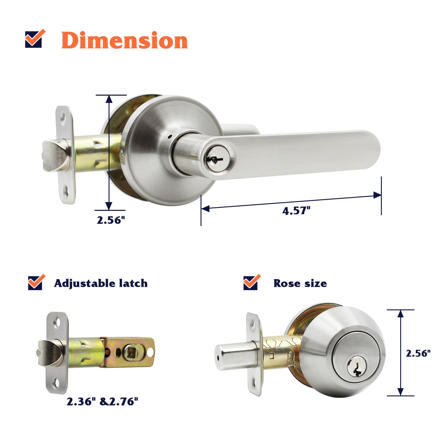 Solidware Entry Door Lock Set And Single Cylinder Deadbolt Combo,Keyed Alike Combination Sets Locksets, Satin Nickel Front Door Handle And Deadbolt Set (2 Pack)