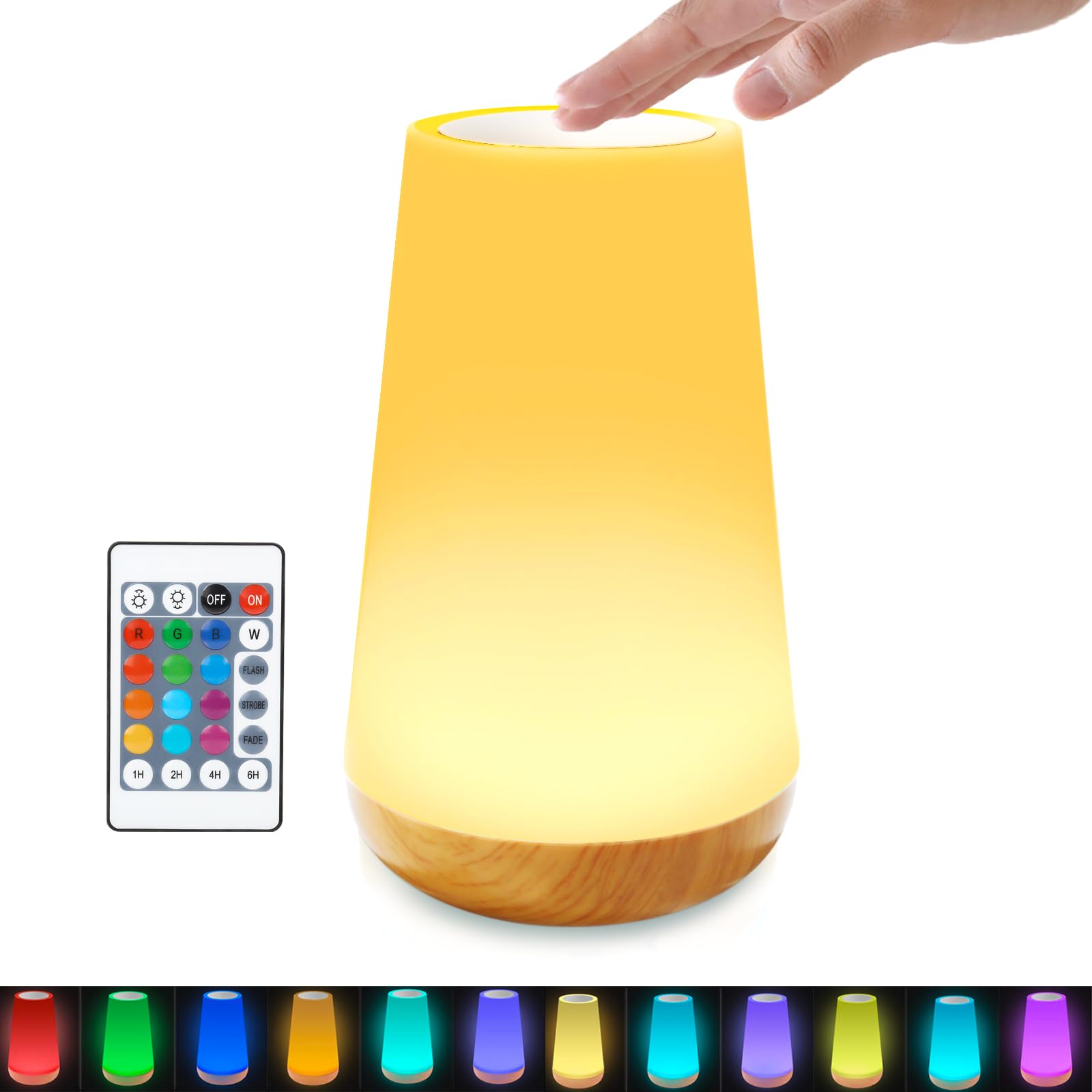Lovummor Night Light, Dimmable Touch Lamp For Bedroom, Portable Table Bedside Lamp, 13 Rgb Colors 5 Brightness, Rechargeable Night Lamp For Kids/Nightstand/Baby Nursery/Hallways/Living Room/Camping