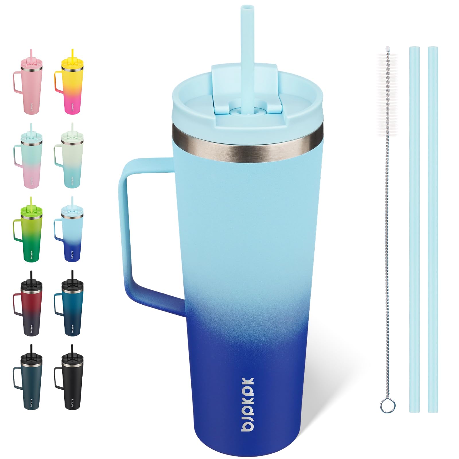 Bjpkpk Insulated Tumbler With Handle, 26Oz Insulated Tumblers With Lid And Straw, Stainless Steel