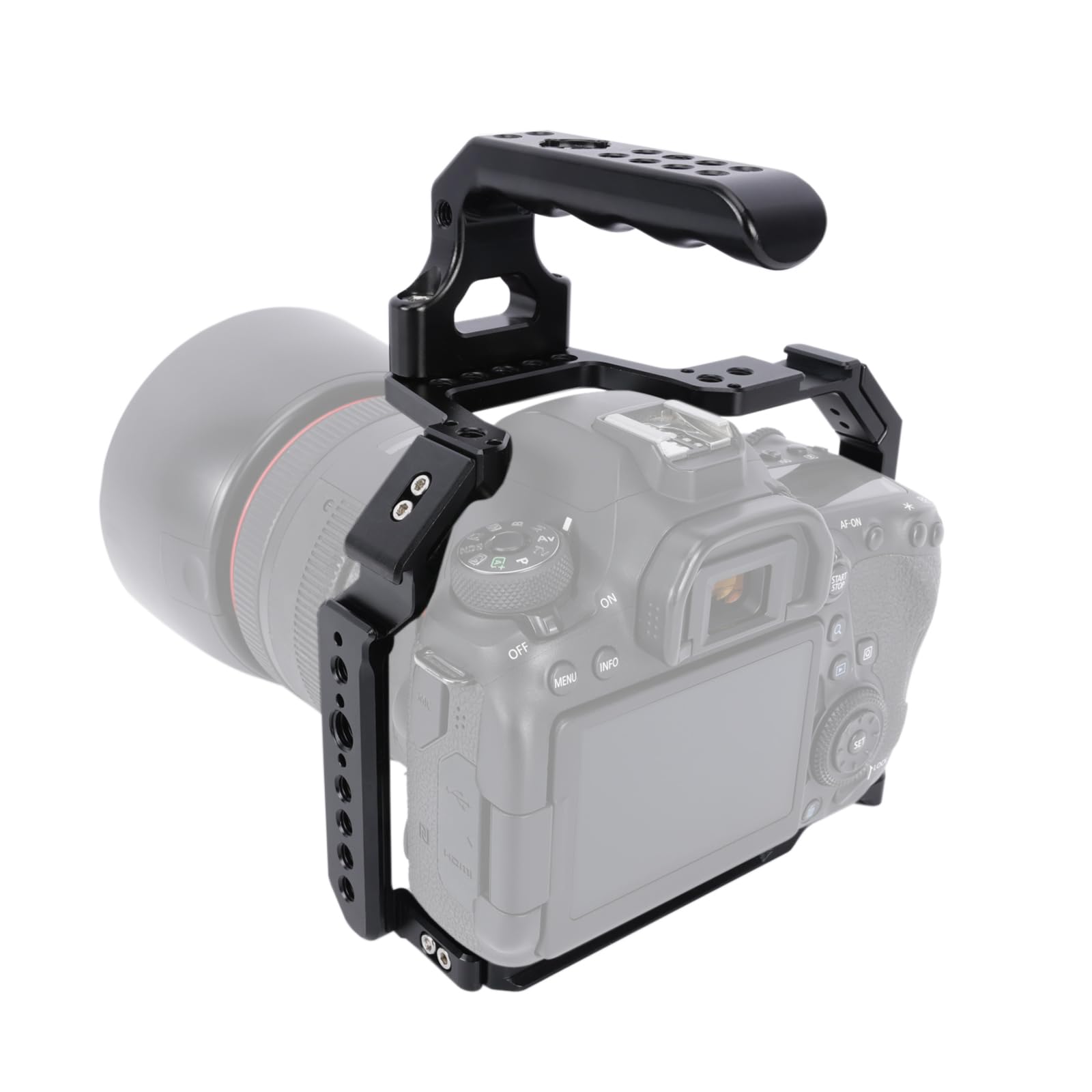 Niceyrig 6D / 6D Ii Cage Kit With Top Handgrip And Wooden Side Handle For Canon Eos 6D 6D Mark Ii, Dslr Videomaking Rig Stabilizer With Quick Release Plate For Arca-Style Cold Shoes