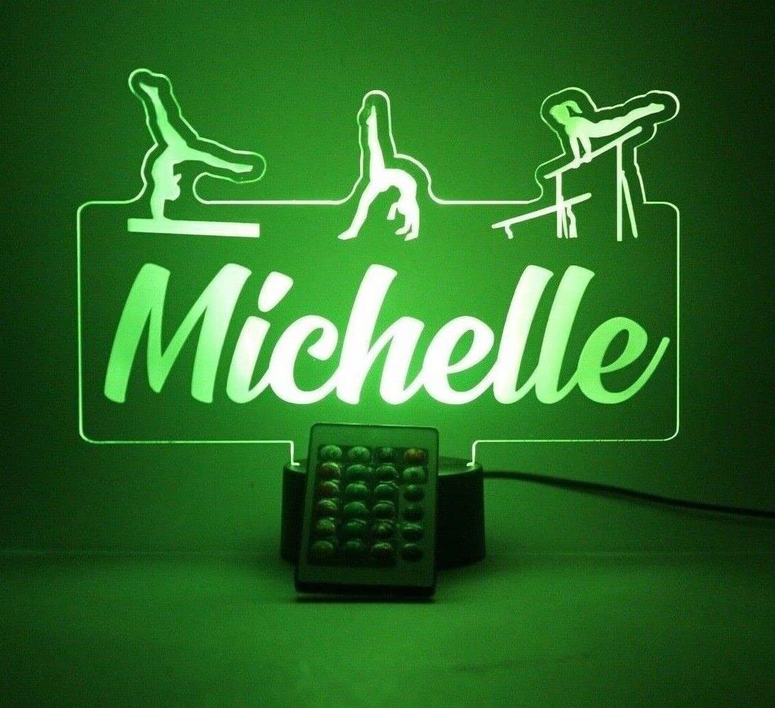 Mirror Mania Gymnast On Beam Bars Floor Night Light Up Lamp Led Personalized Name Engraved Gymnastics Athlete Gymnasts Tumbler Desk Table Lamp - It'S Wow, With Remote, 16 Color Options, Great