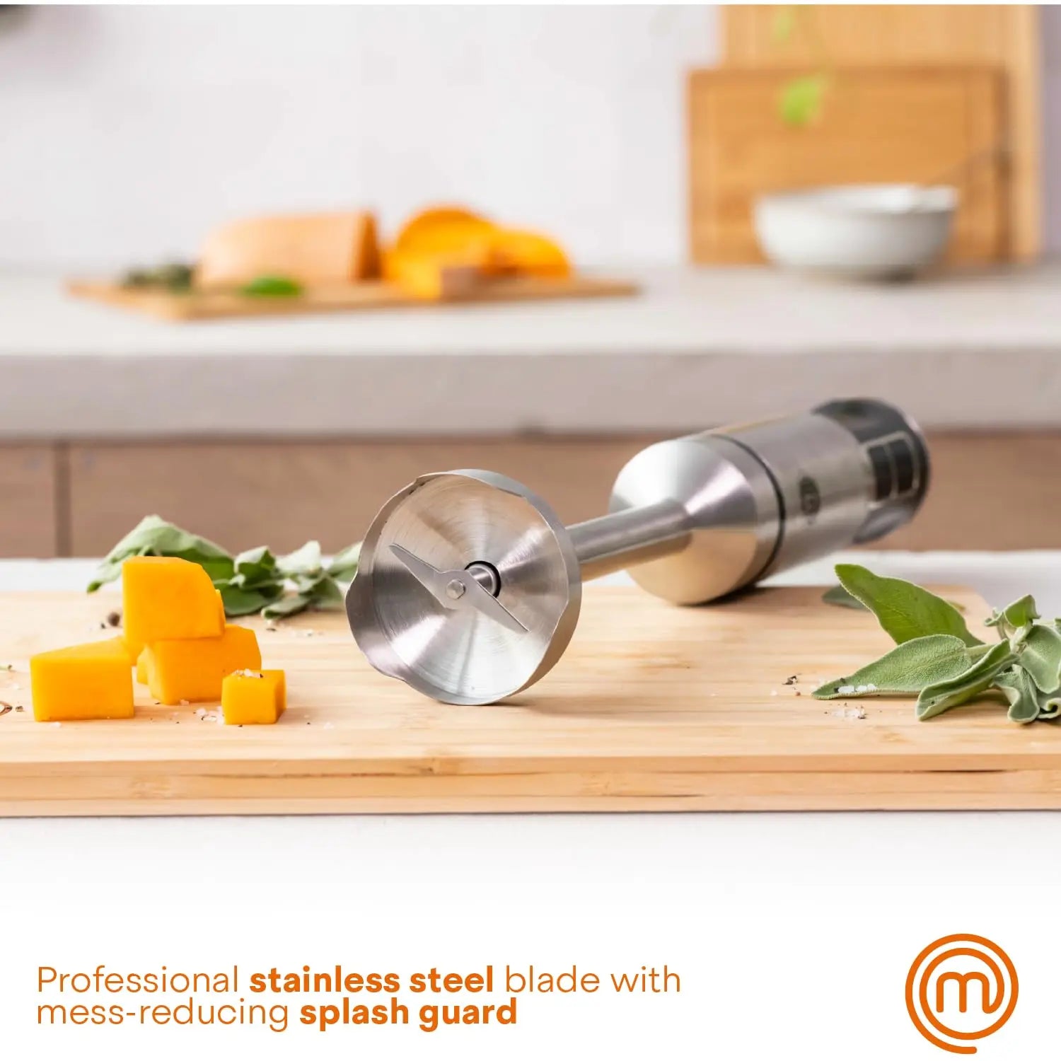 MasterChef Immersion Blender Handheld, Stainless Steel Hand Held Blending Stick Emulsifier, Puree Blender - Koospark