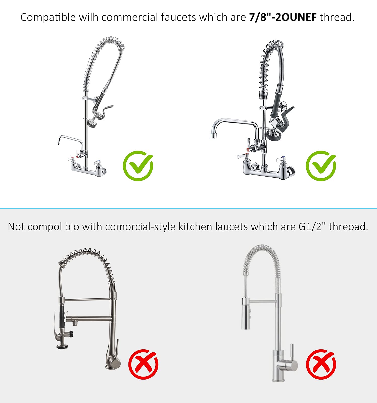 Mstjry Commercial Sink Sprayer Pre Rinse Sprayer Valve With Handle Grip Assembly,1.42 Gpm High Pressured Commercial Dish Sprayer For Replacement Kit Of Commercial Faucet, Polished Chrome (Black)