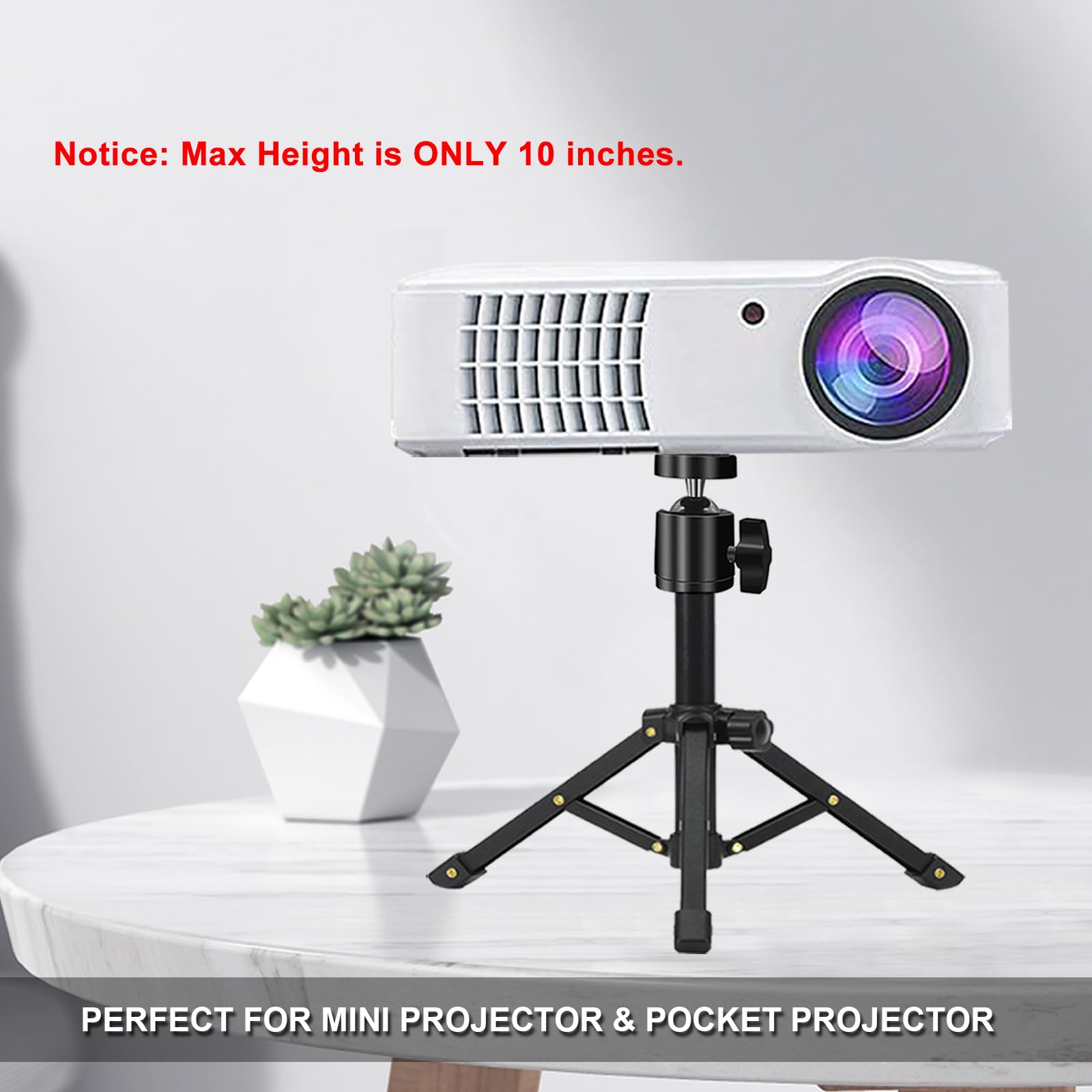 Jcwiny Mini Projector Stand, All Metal Mini Tripod Desktop Tabletop Stand Compact Desk Tripod For Mini Projector, Logitech Webcam, Iphone, Camera, Smooth 4, Osmo Mobile, Vimble 2