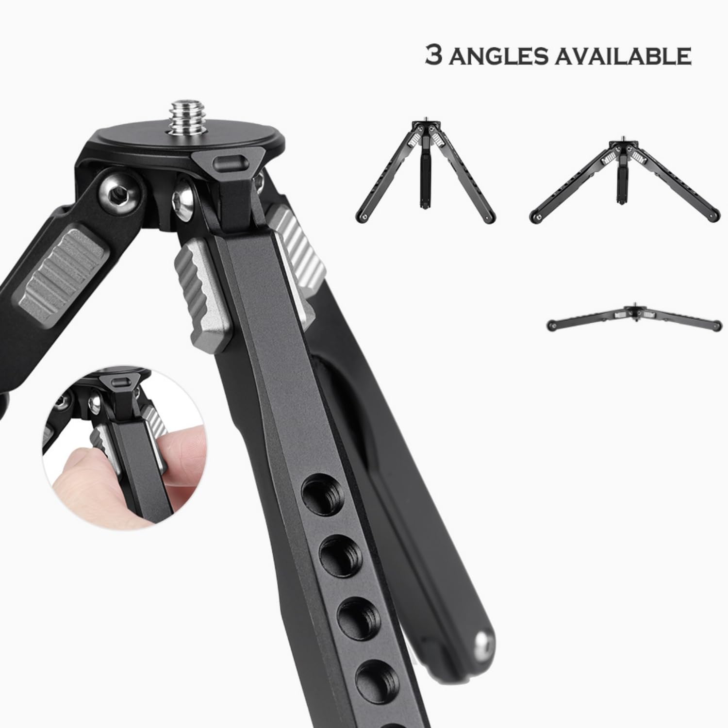 Leofoto Mt-03 Tabletop Tripod, Aluminum Mini Tripod, 2 Leg Sections, Foldable Leg, Portable And Compact, 1/4" Mounting Stud And Accessories Thread (Mt-03+Lh-25)