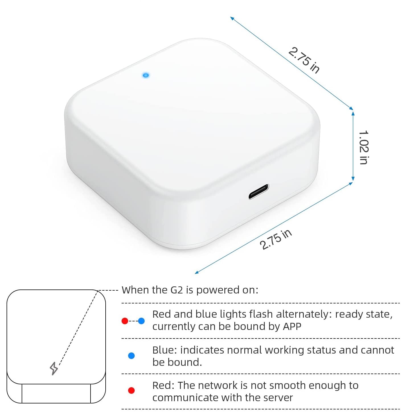 Heavenbird G2 Gateway For Tt/Dd Lock App, Gateway For Smart Door Lock With Remote Control, Only Work 2.4G Wi-Fi, Compatible With Alexa Voice Control