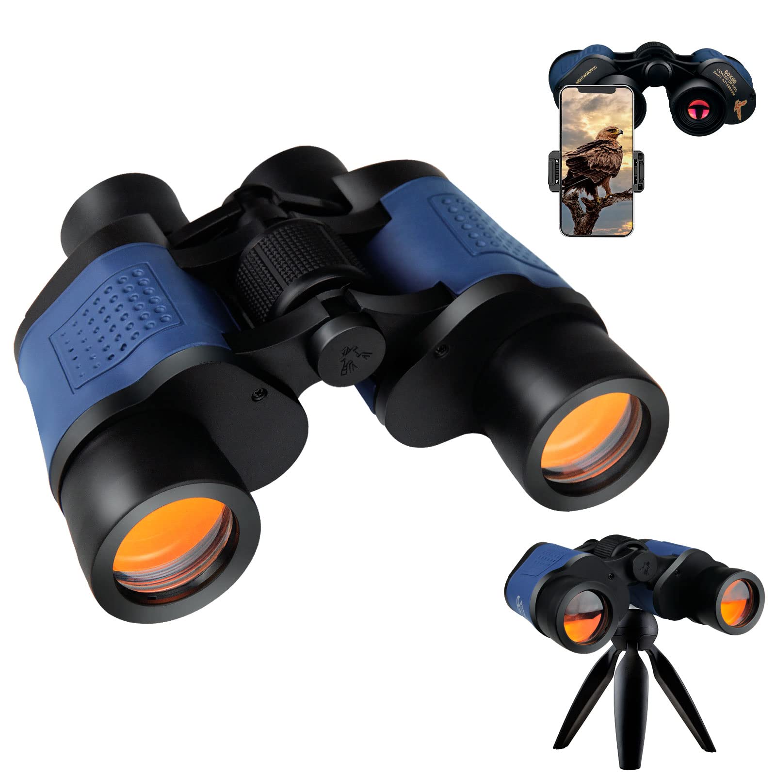 Piliwl Binoculars For Adults High Power,60×60 With Low Light Night Vision Waterproof Binoculars Watching Outdoor Sports Concerts Binoculars For Bird Watching Professional